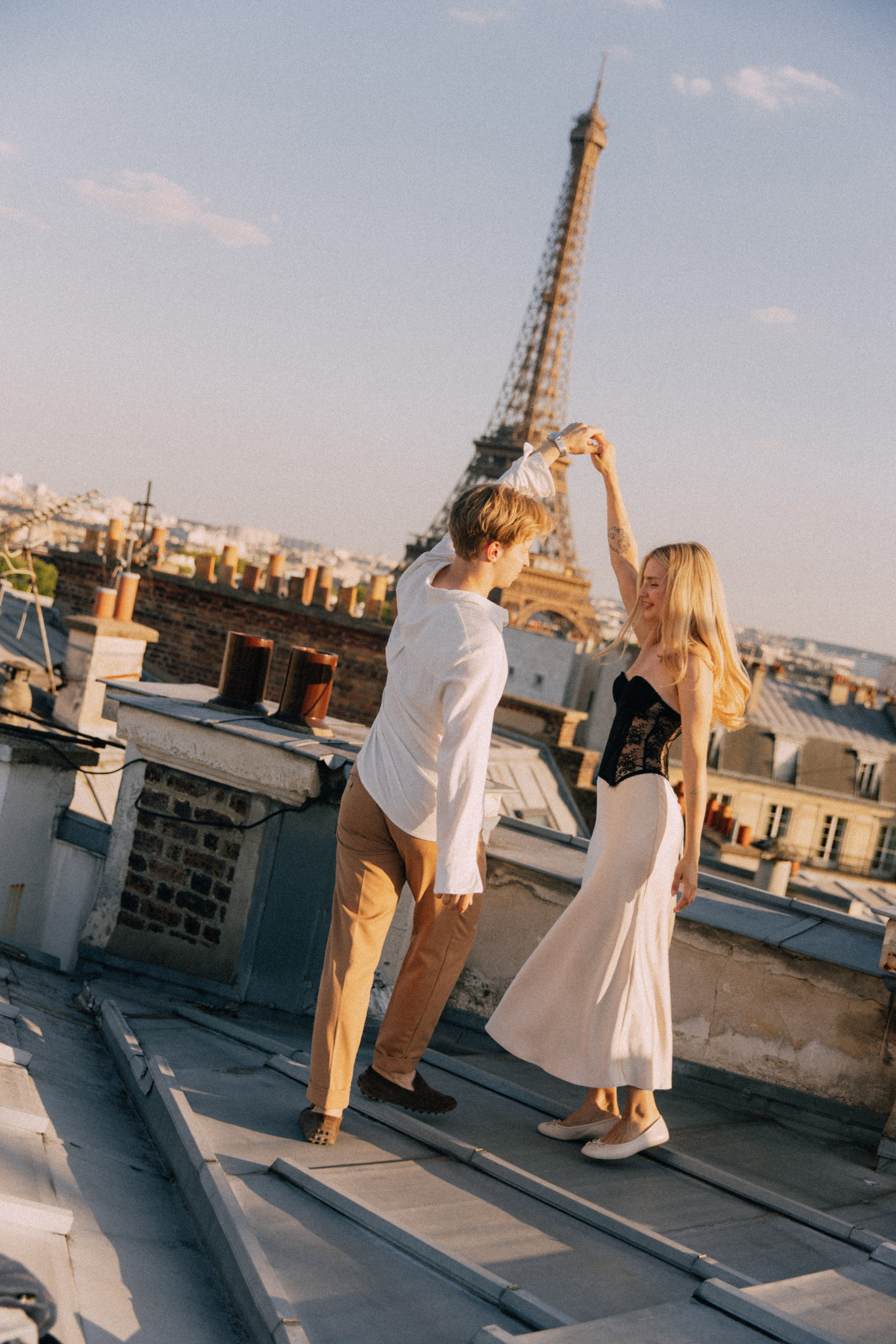 On the rooftops of Paris. Photographer in Paris