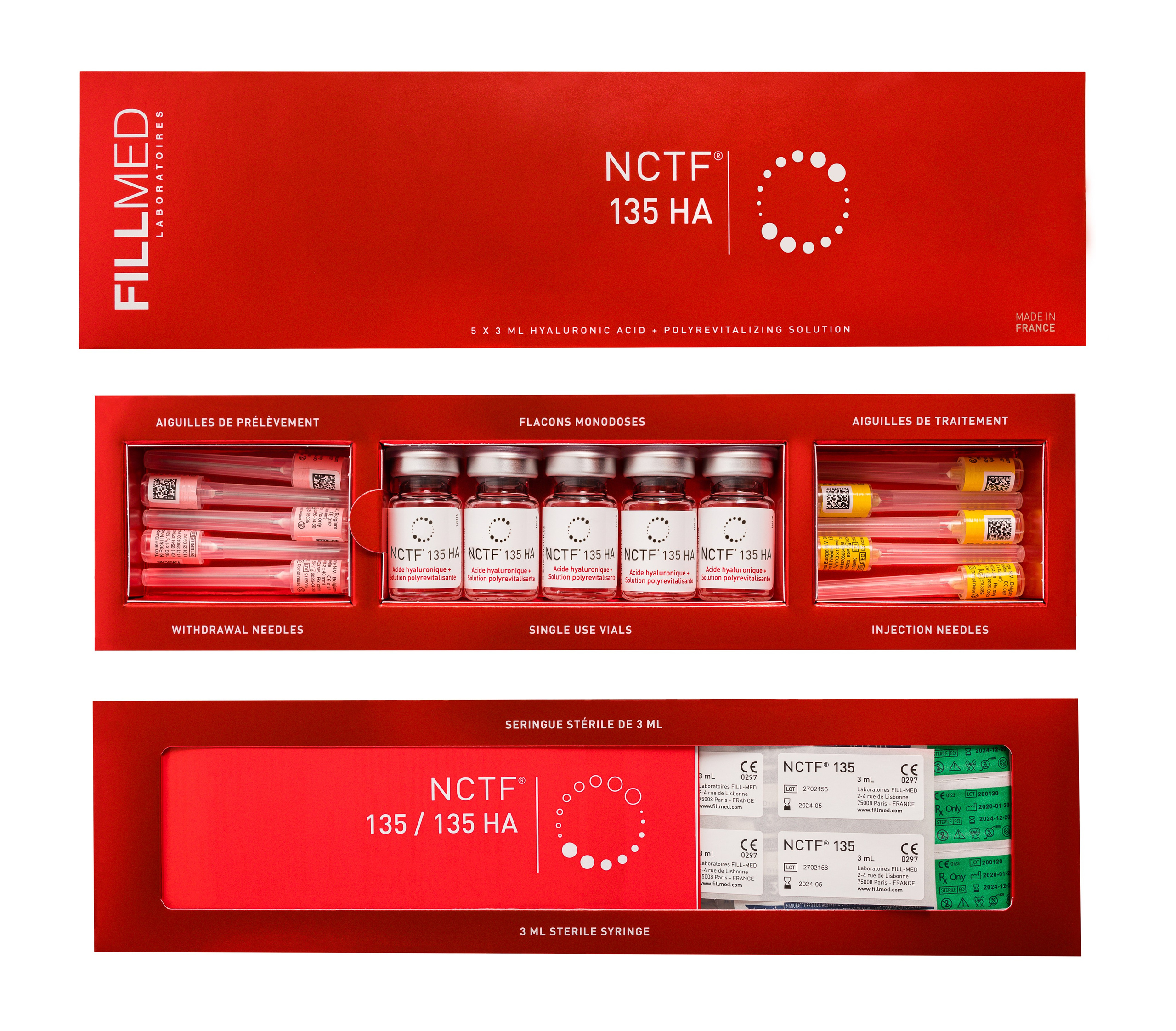 Красная коробочка инъекционного препарата филлеров