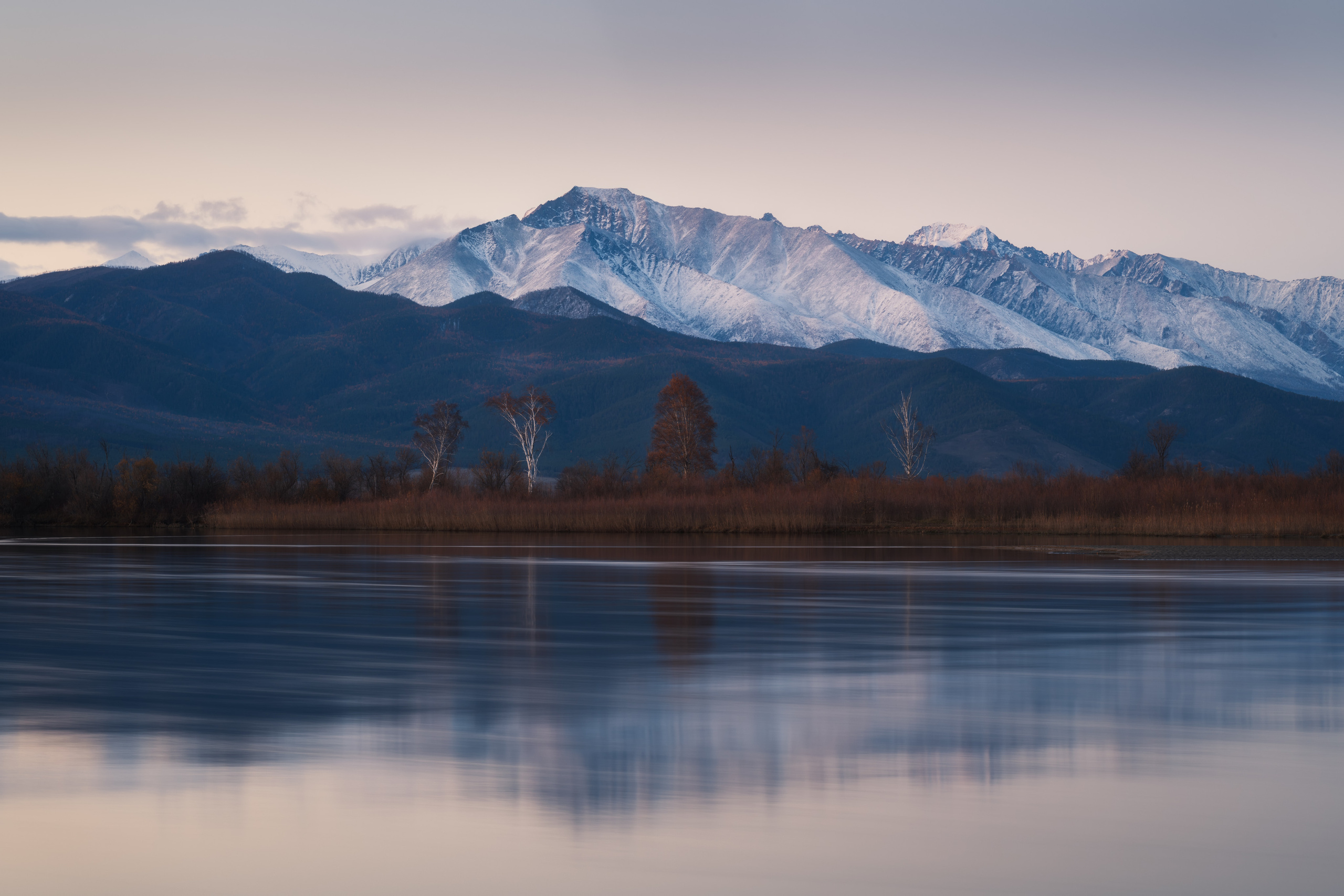 Illusive reflection. Barguzin river, the Barguzin Ridge, Kurumkansky district, the Republic of Buryatia, Russia.