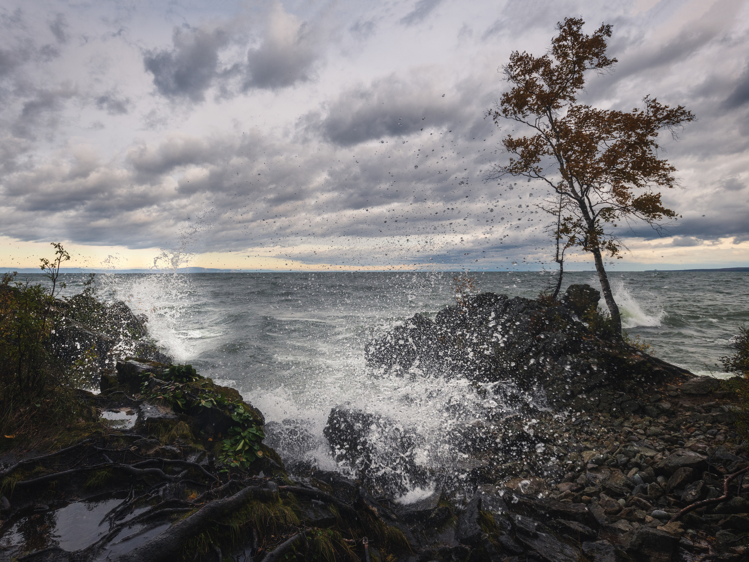October on the Baikal shore. Lake Baikal, the Republic of Buryatia, Siberia, Russia.