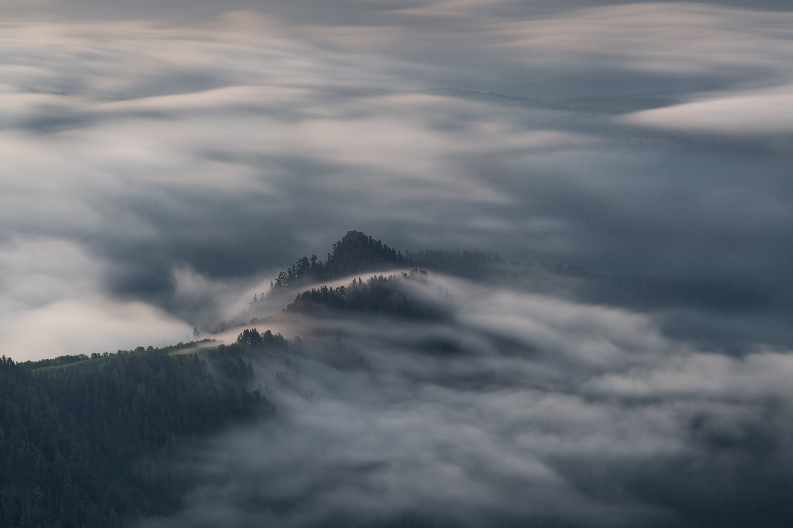 The sea of clouds. Bolshoy Thach (Big Thach) nature park, Republic of Adygea, Western Caucasus, Russia