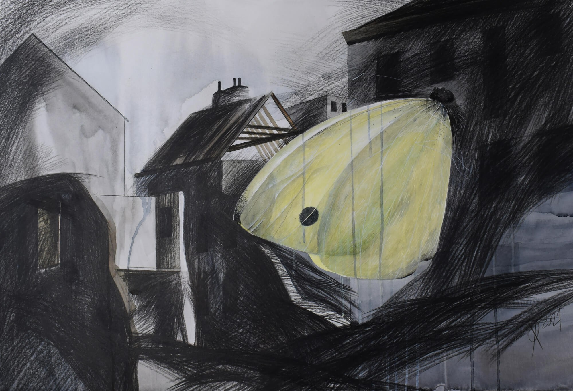 Fragile, 70/100, mixed media on paper, 2021