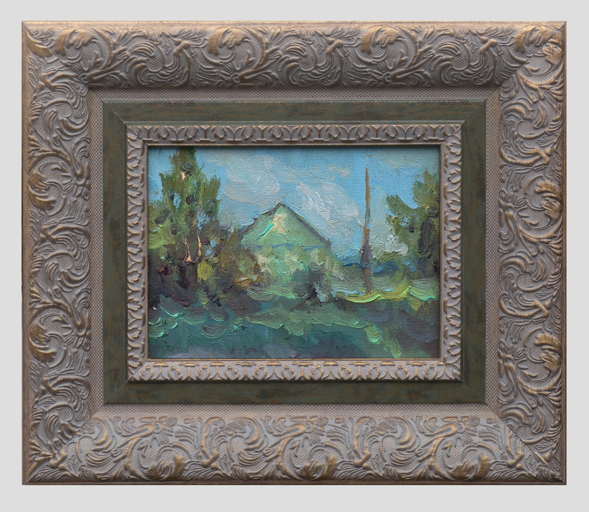 Зеленый домик. Вечереет. Художник Александр Каверин