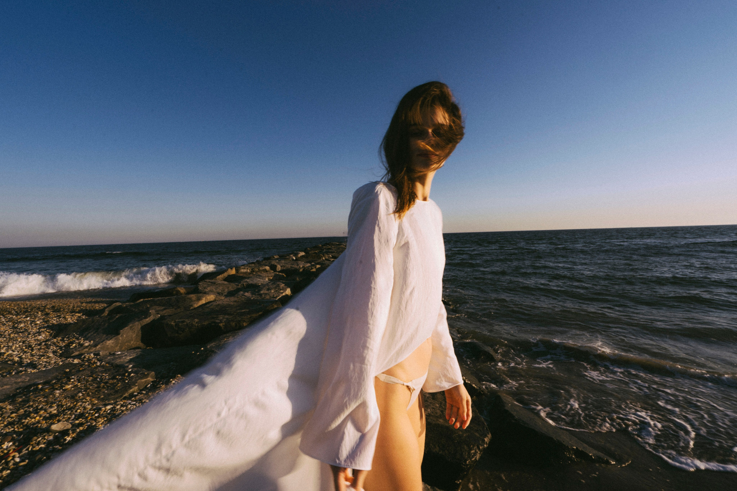 On a beach in New York. New York photographer RINAT SHAHMETOV in New York city