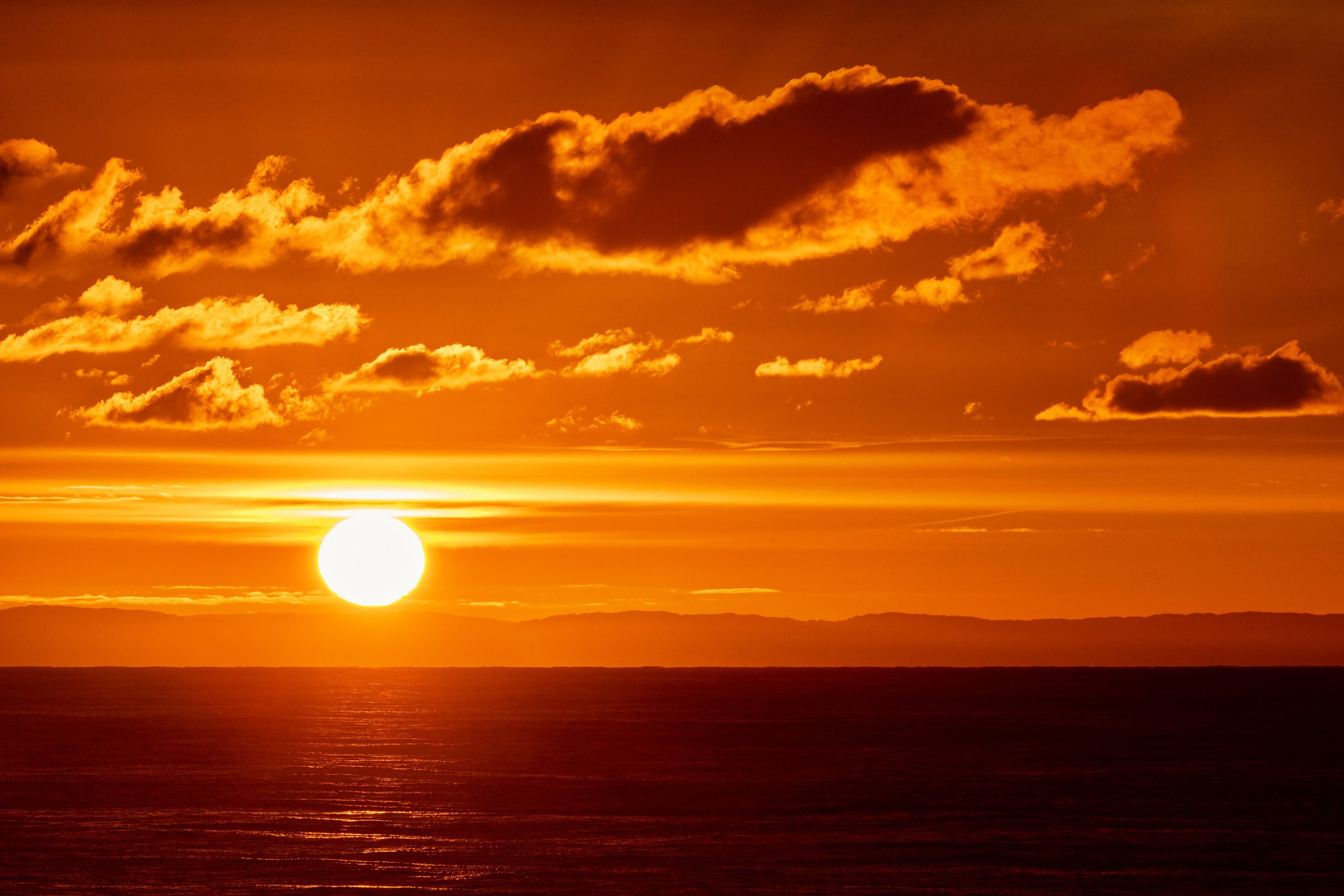 Закат, рассвет, облака, океан, море