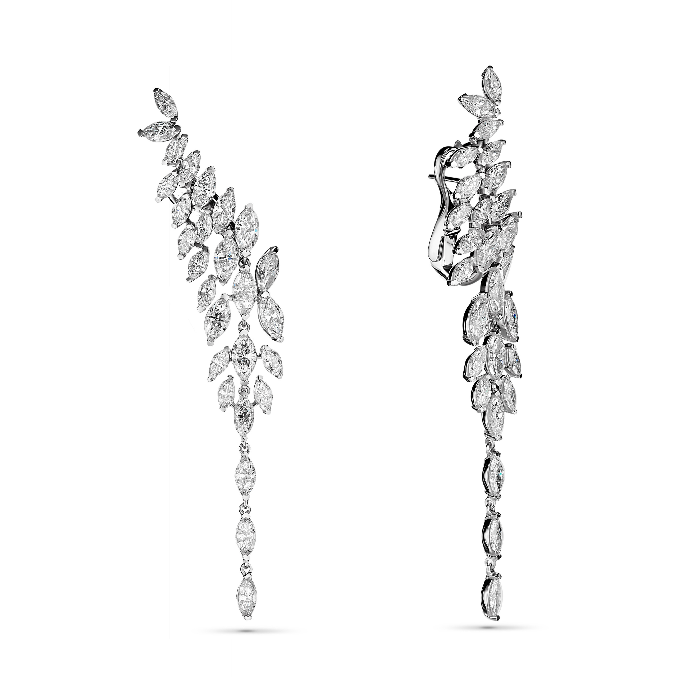 Серьги с бриллиантами Sirius, боковой ракурс, предметная фотосъёмка для каталога. Фотограф Ринат Каримов, Алматы.