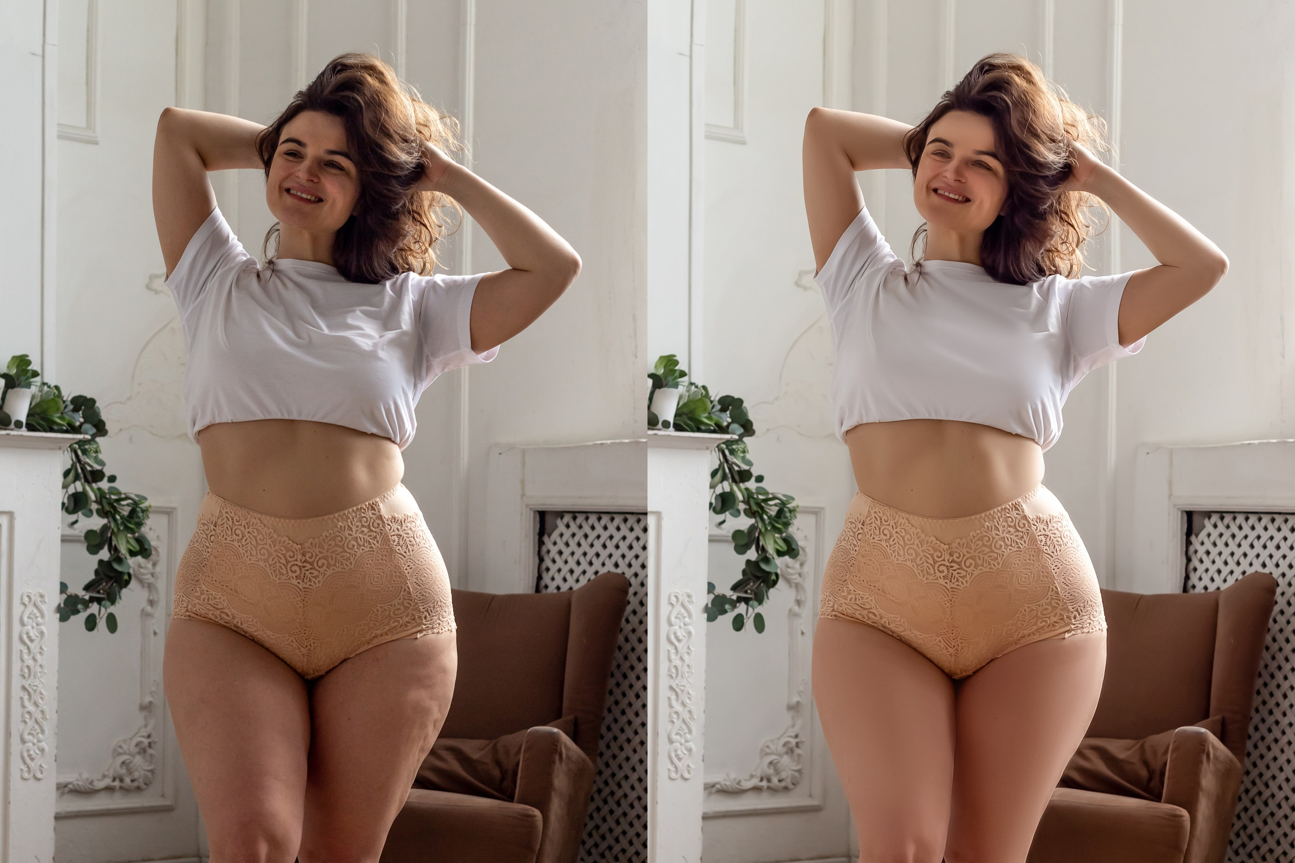 Деликатная обработка портретов для рекламы нижнего белья | Студия SVITHART