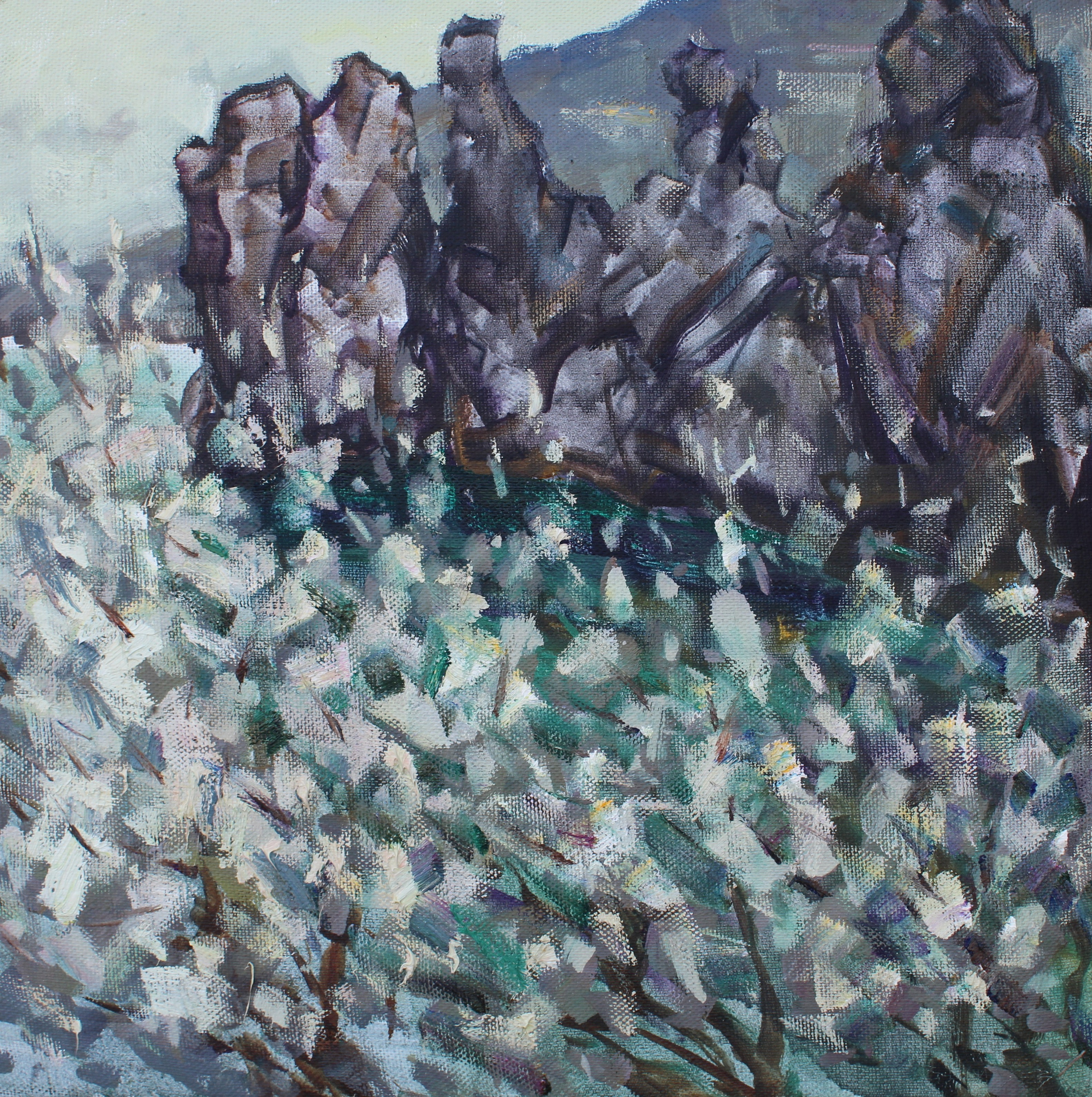 "Весна в Гурзуфе". 2025. Холст, масло. 60х60 см. Цена: 30000 руб. (в частной коллекции)