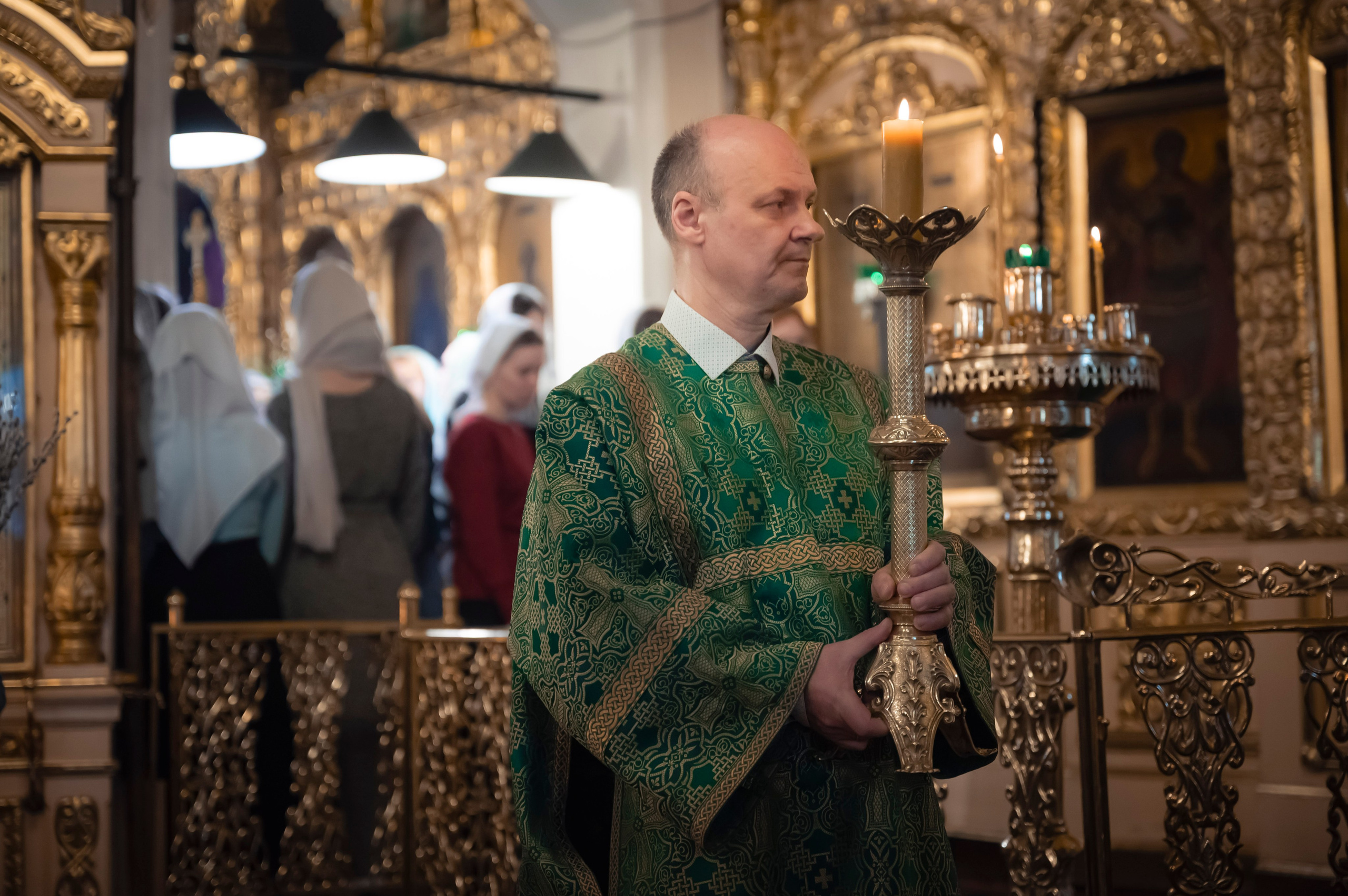 Богородский Храм. Всенощное бдение. Освящение верб. Антон и Татьяна Денисенко — В храме