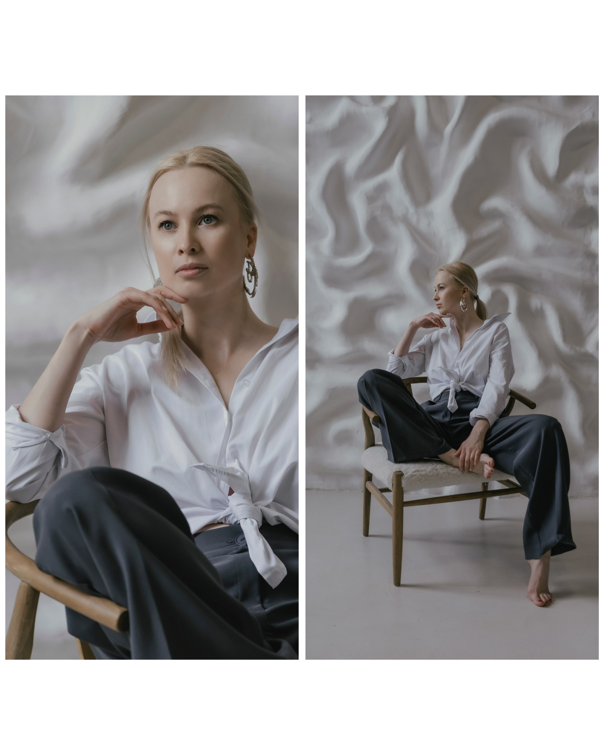 фото девушки блондинки в белой рубашке