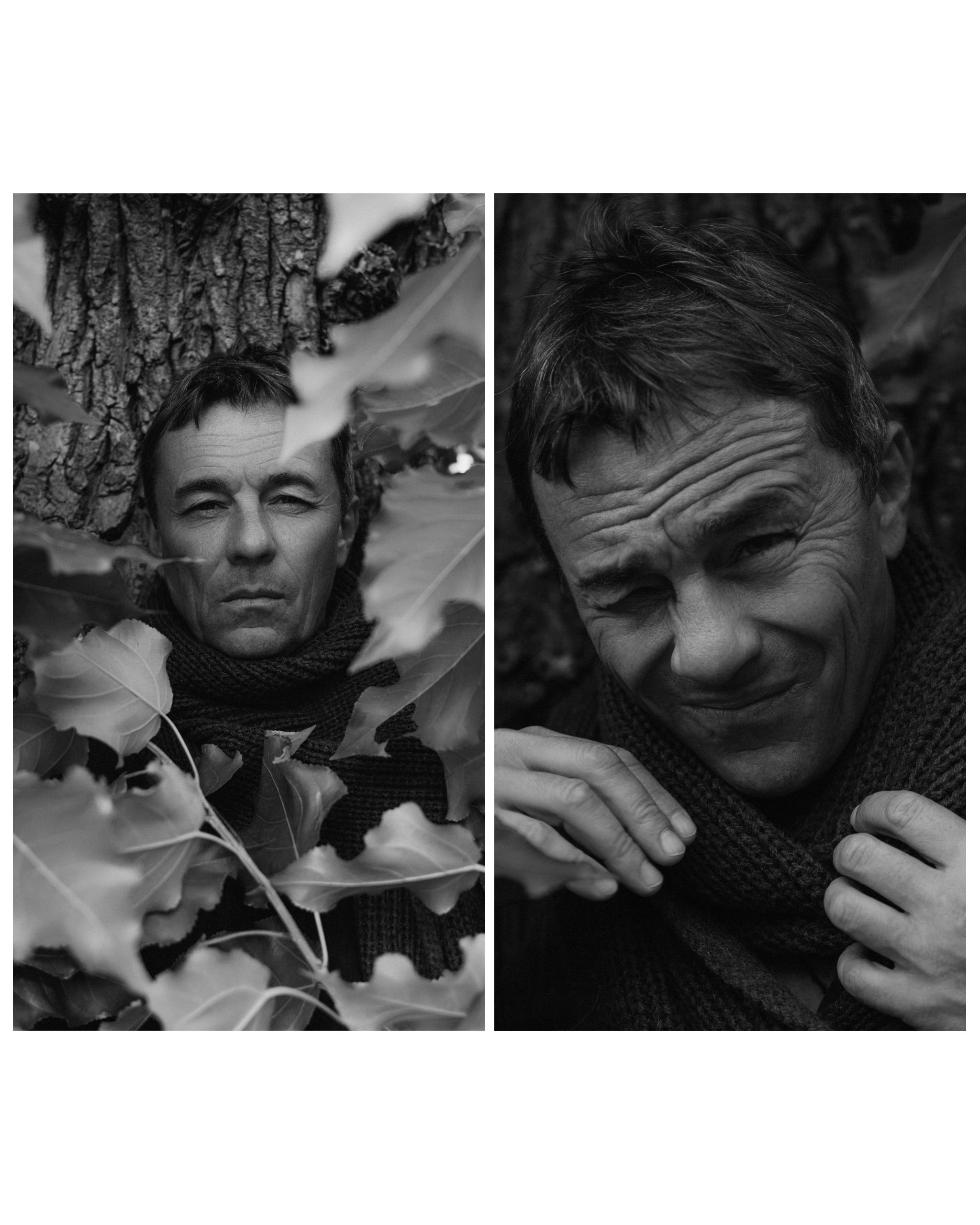 чб фото мужчины в лесу