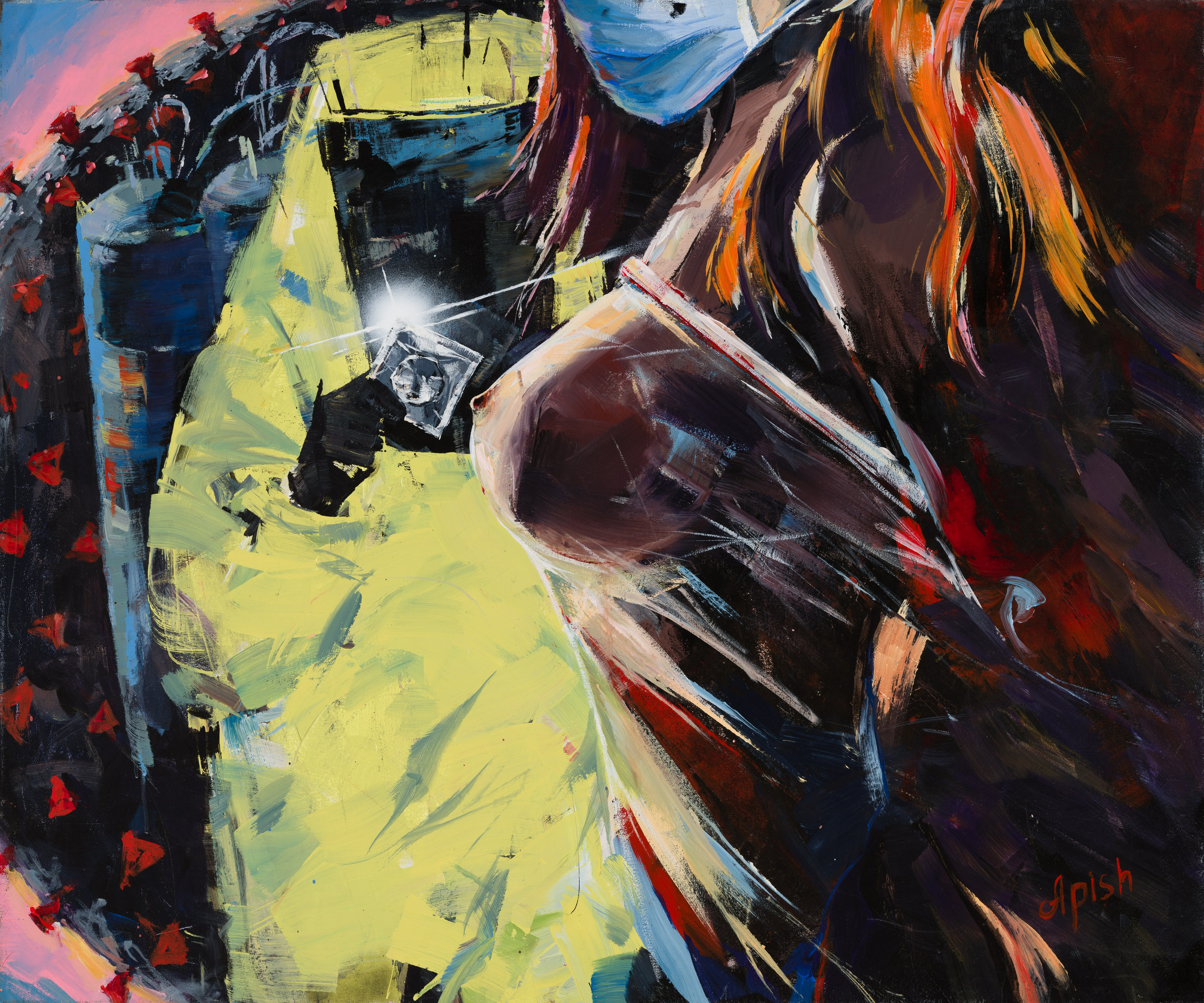 «Безопасность безопасна?» - художник Алексей Апиш (холст, акрил, 100x120 см, 2020)