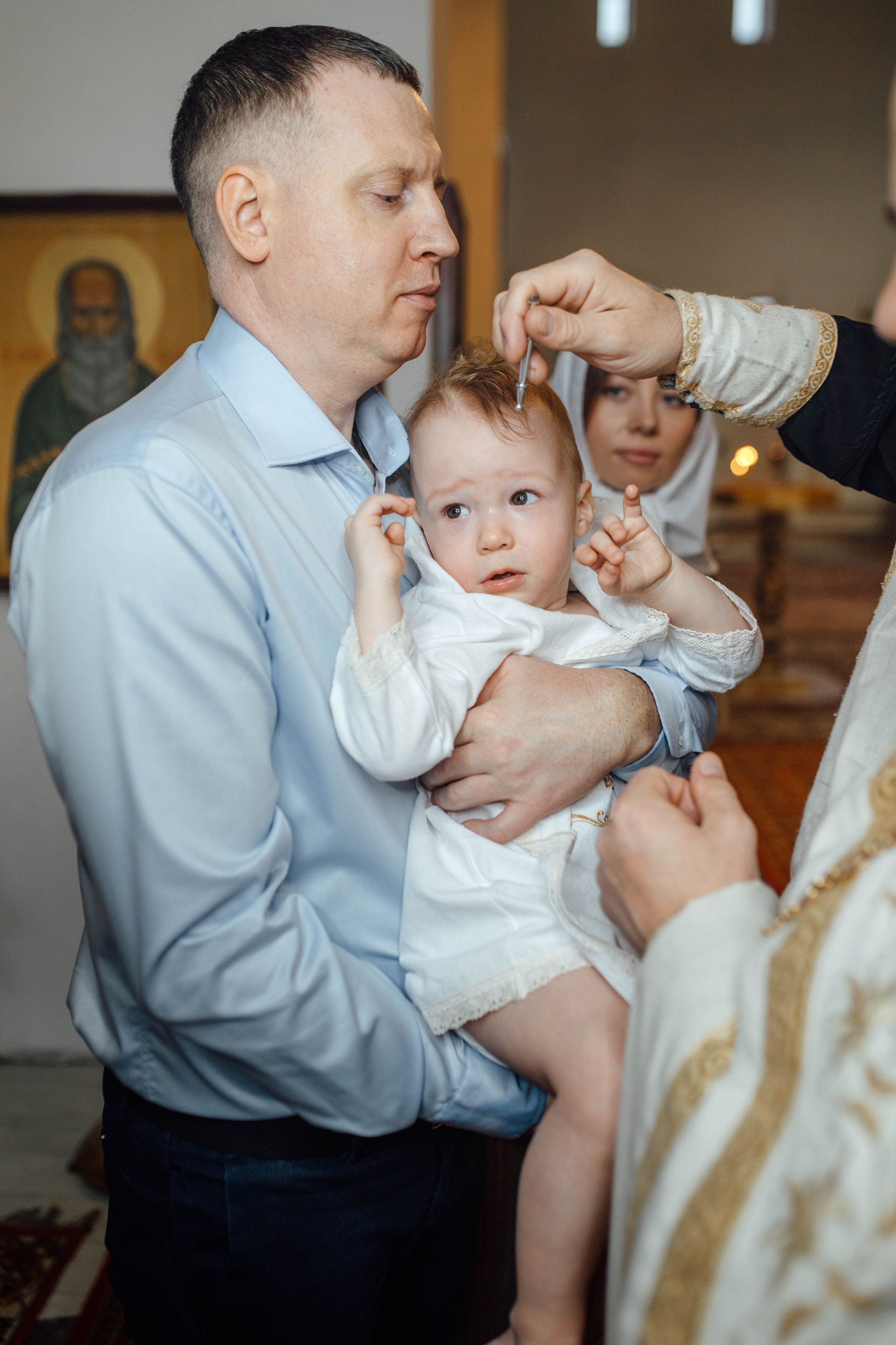 Таинство крещения Льва, храм Вознесения Господня, Ждановичи, февраль 2025