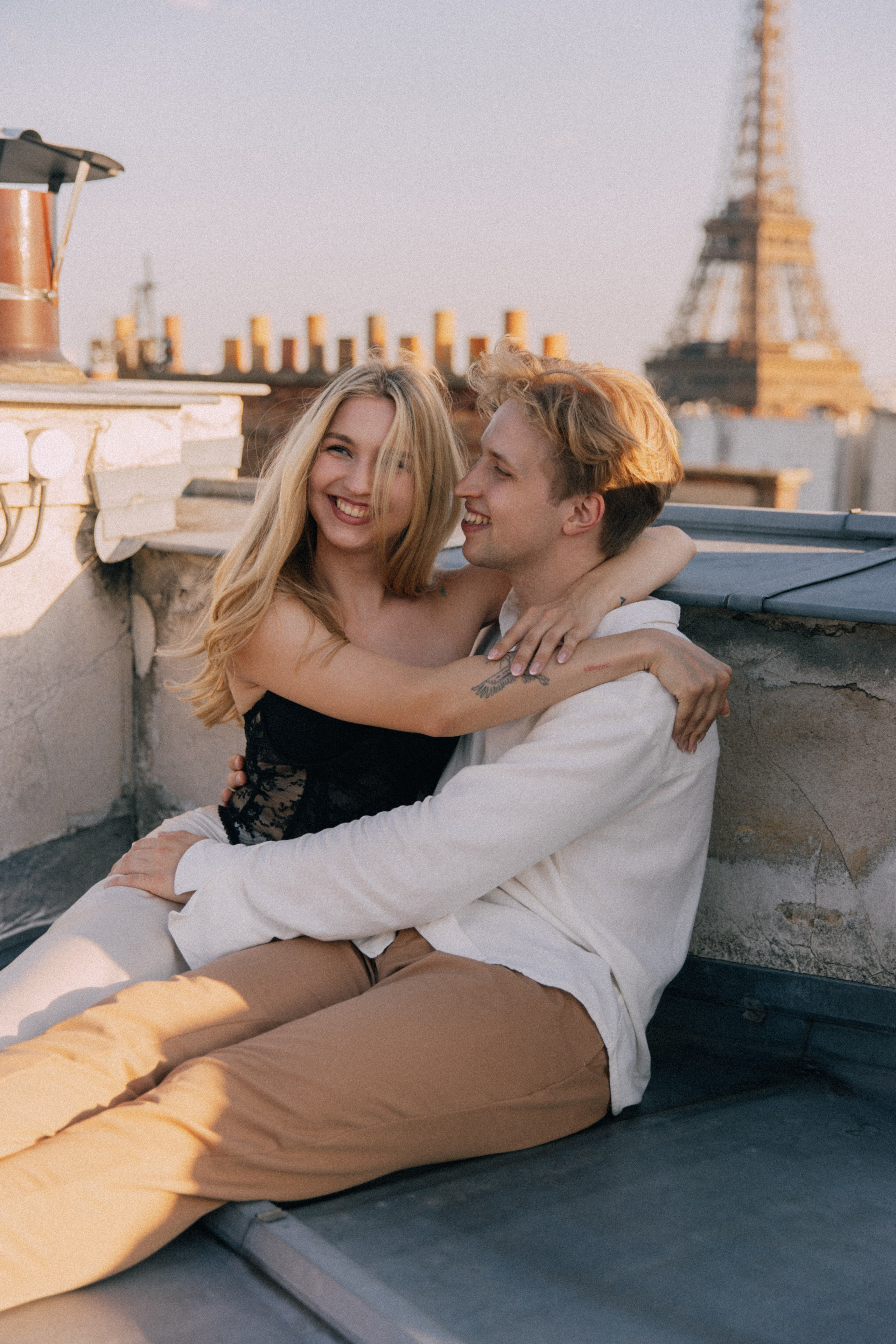 On the rooftops of Paris. Photographer in Paris
