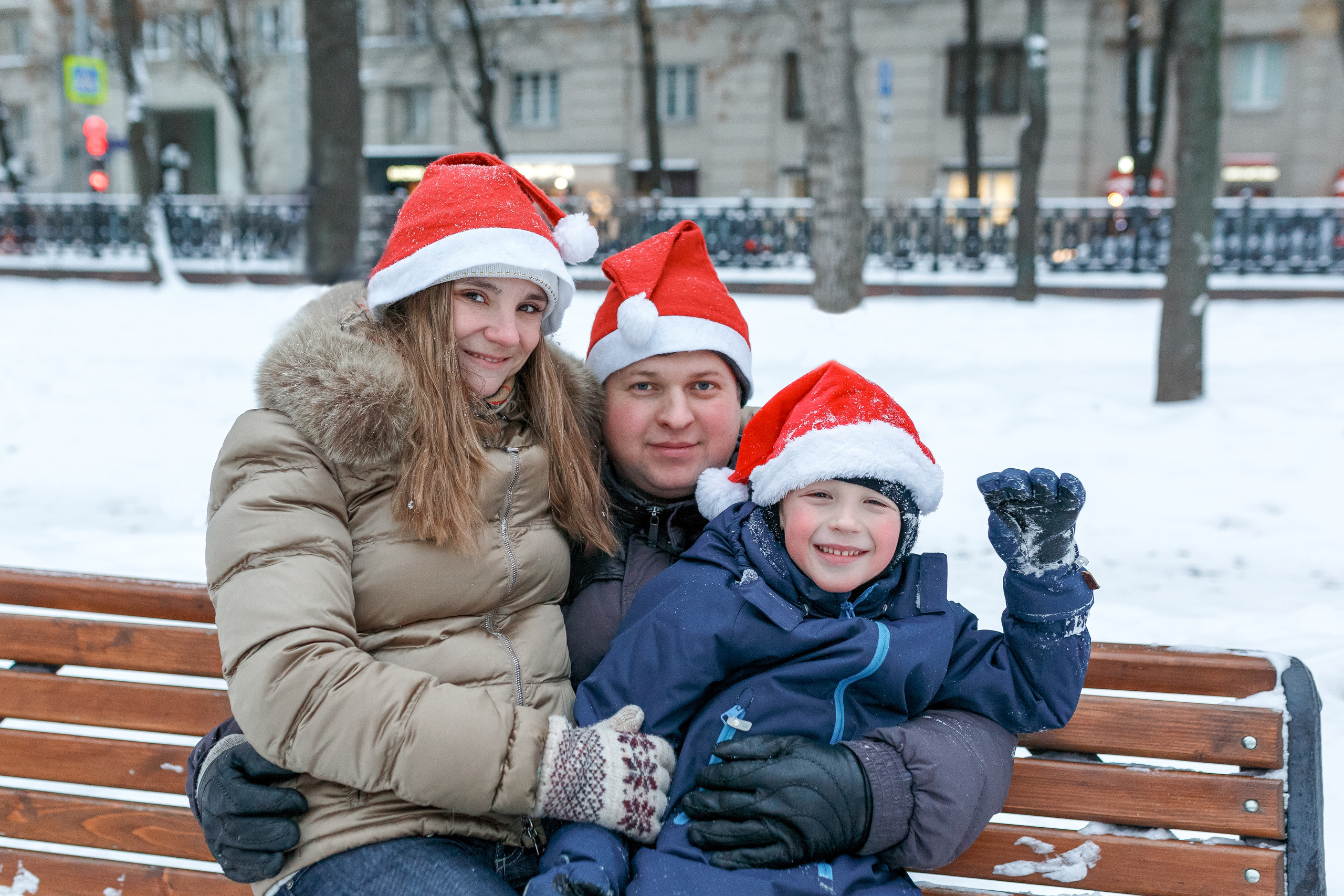 Людмила с мужем и сыном. Новогоднее. Cемейный и женский фотограф в Москве Маргарита Аракчеева