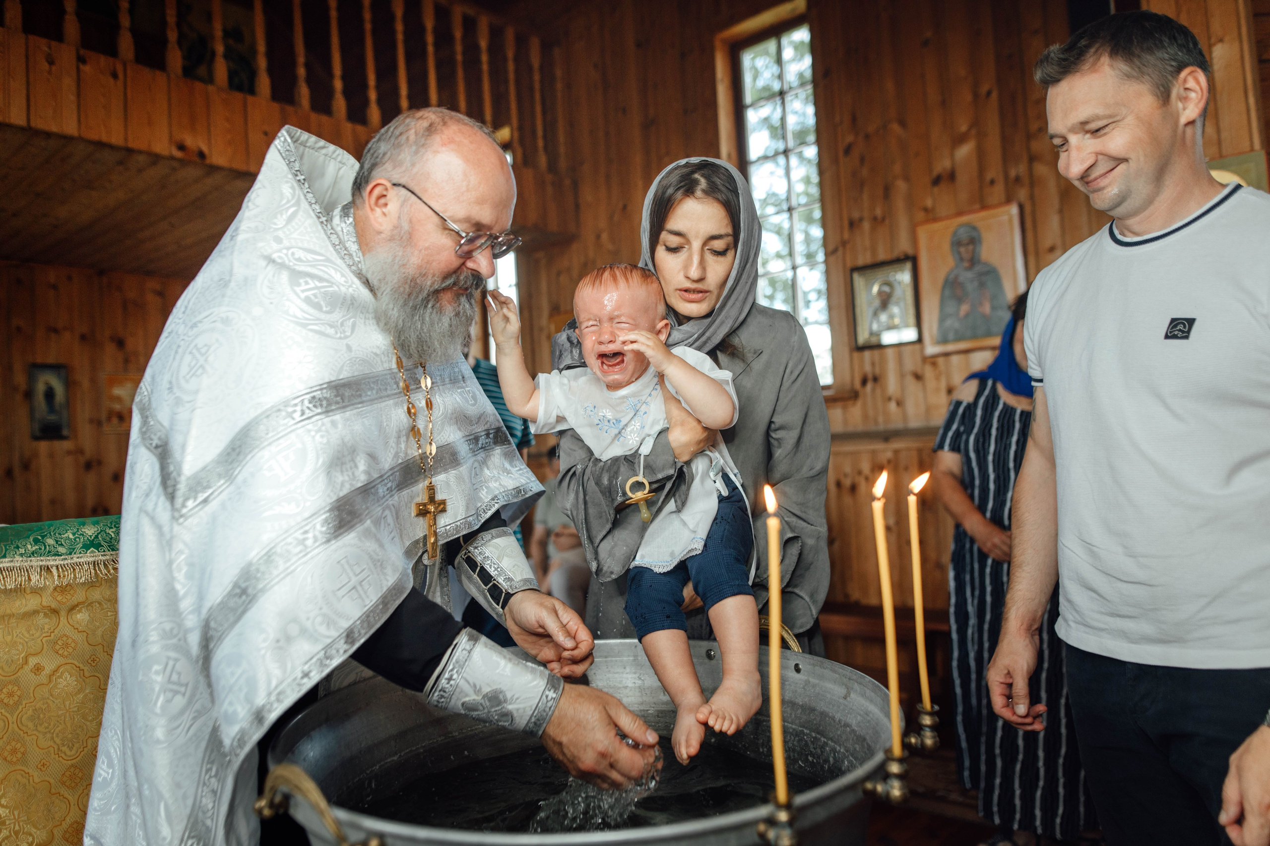 Крещение Тимофея, д. Киевец, храм Святой Троицы, август 2025
