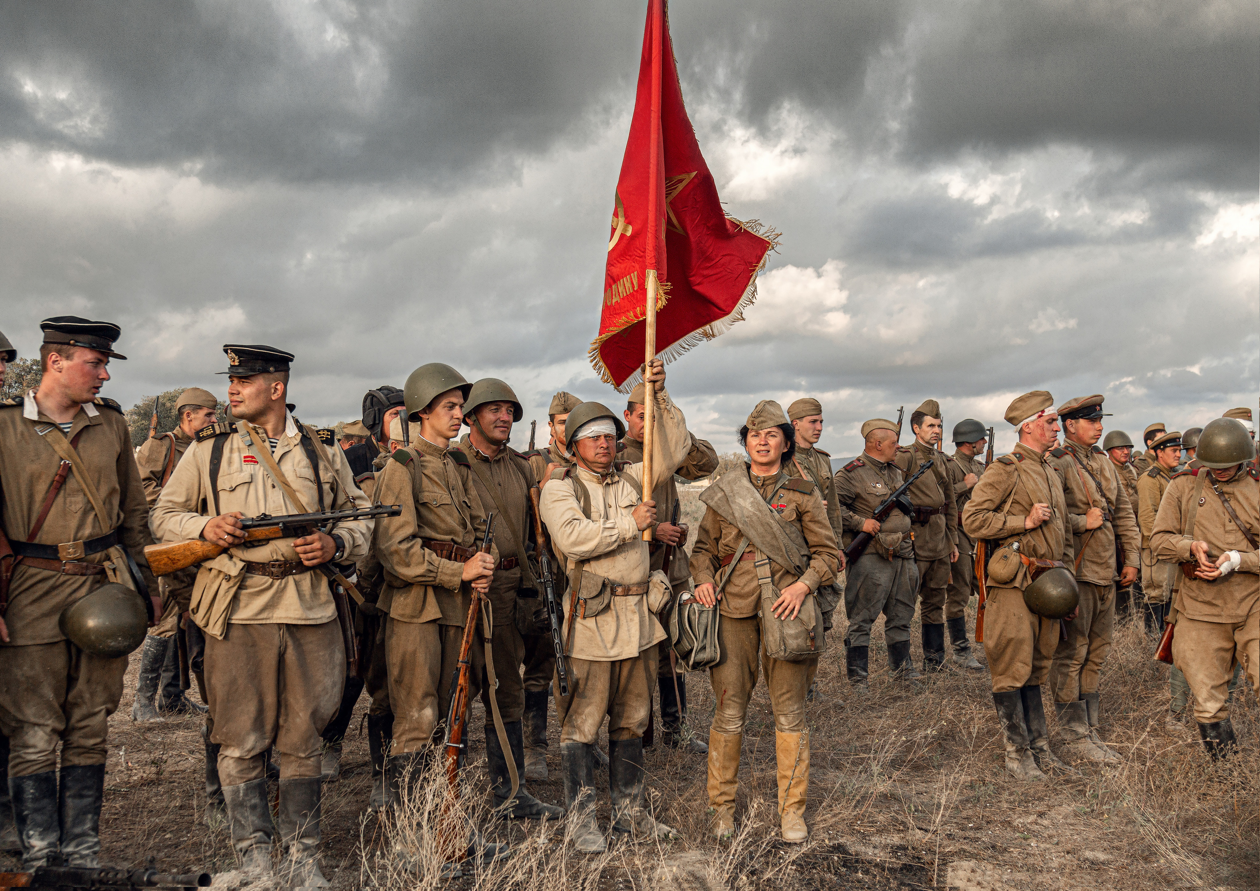 красный флаг, построение после боя.