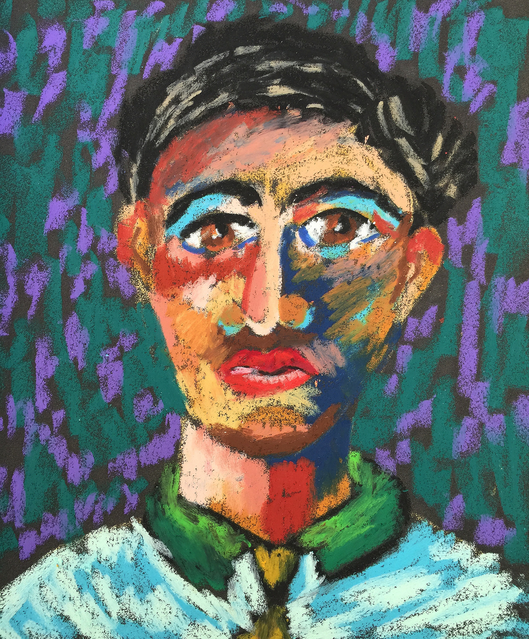 Title: Vasya Material: Oil Pastel, Sandpaper Size: 28 x 23 cm Название: Вася   Материал: масляная пастель, наждачная бумага  Размер: 28 х 23 см