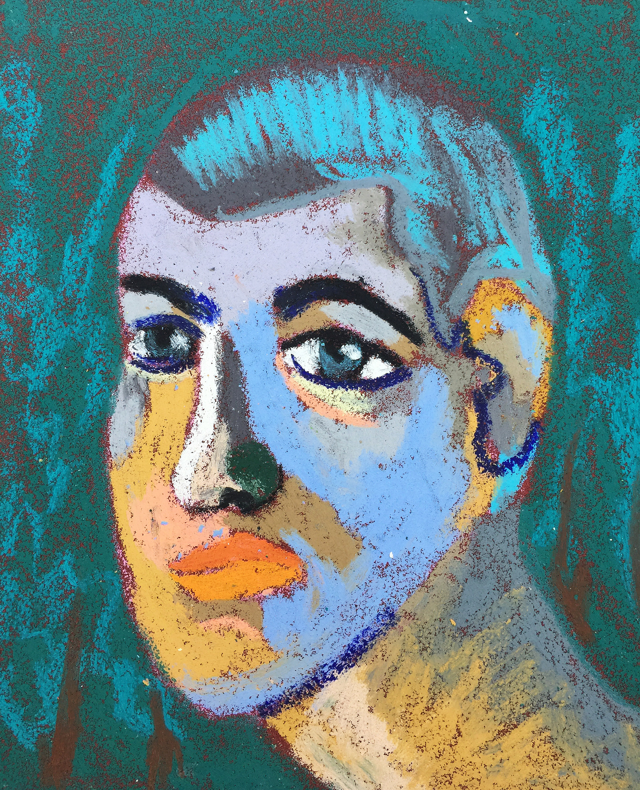 Title: Student Material: oil pastel, sandpaper Size: 28 x 23 cm Название: Ученик   Материал: масляная пастель, наждачная бумага  Размер: 28 х 23 см