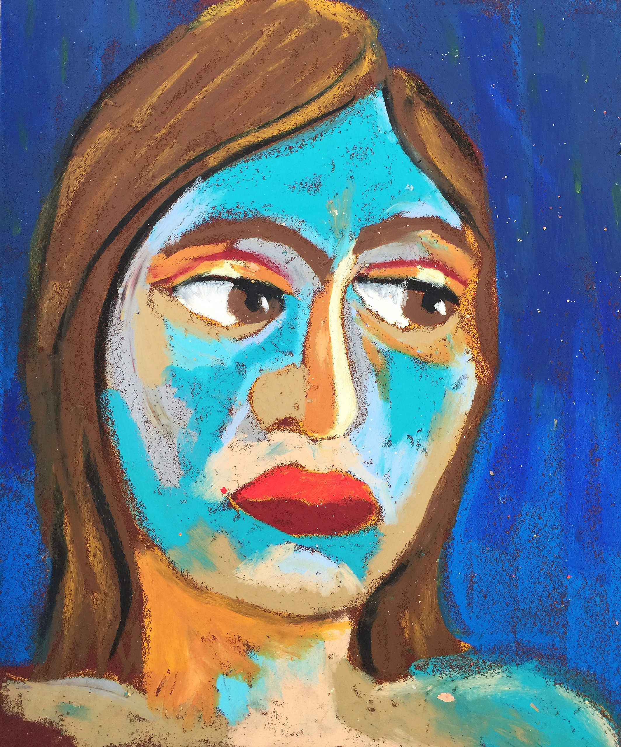 Title: Nastya Material: oil pastel, sandpaper Size: 28 x 23 cm Название: Настя   Сестра Материал: масляная пастель, наждачная бумага  Размер: 28 х 23 см