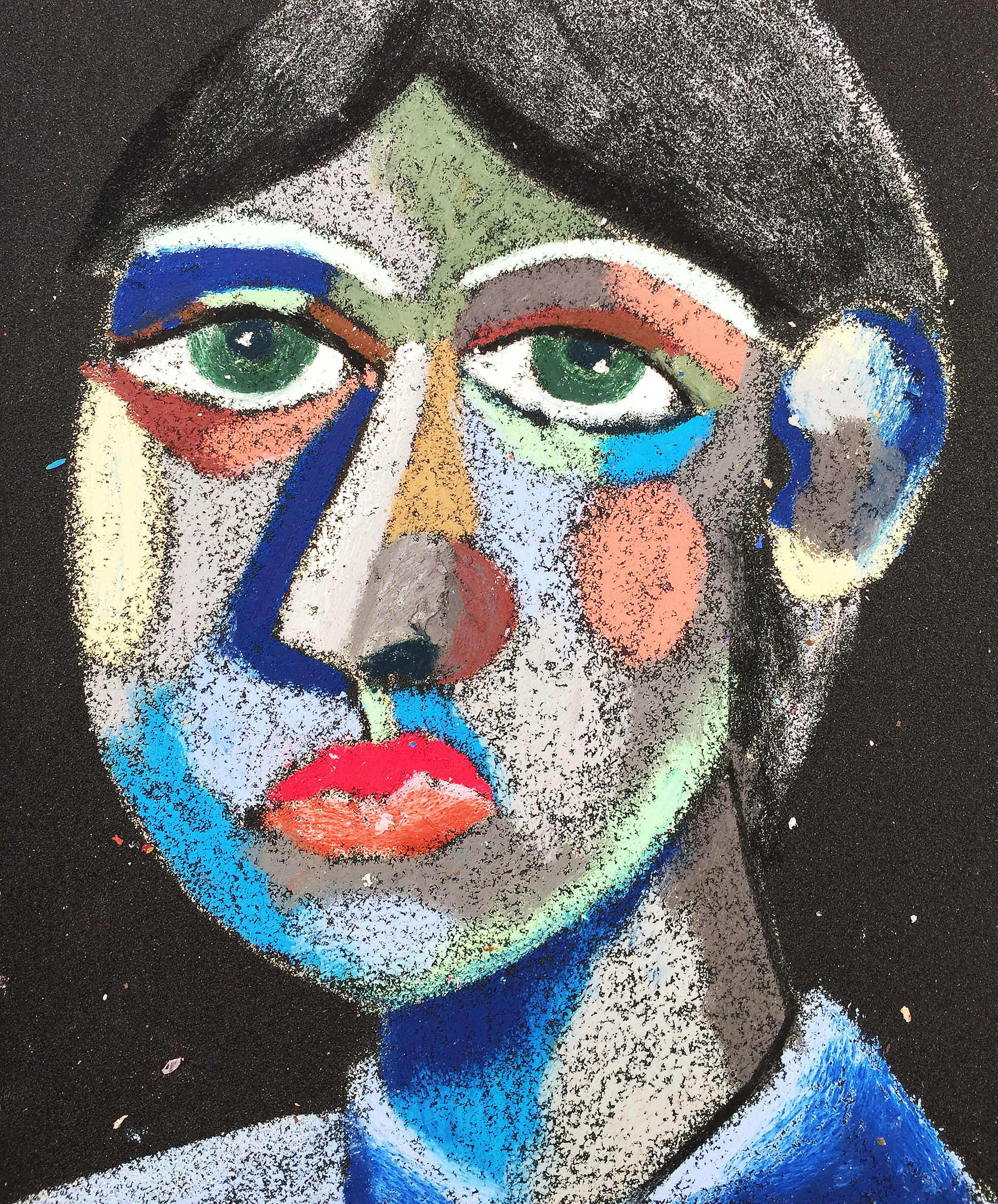 Title: Schoolboy on September 1st Material: Oil pastel, sandpaper Size: 28 x 23 cm Название: Школьник 1 сентября   Материал: масляная пастель, наждачная бумага  Размер: 28 х 23 см