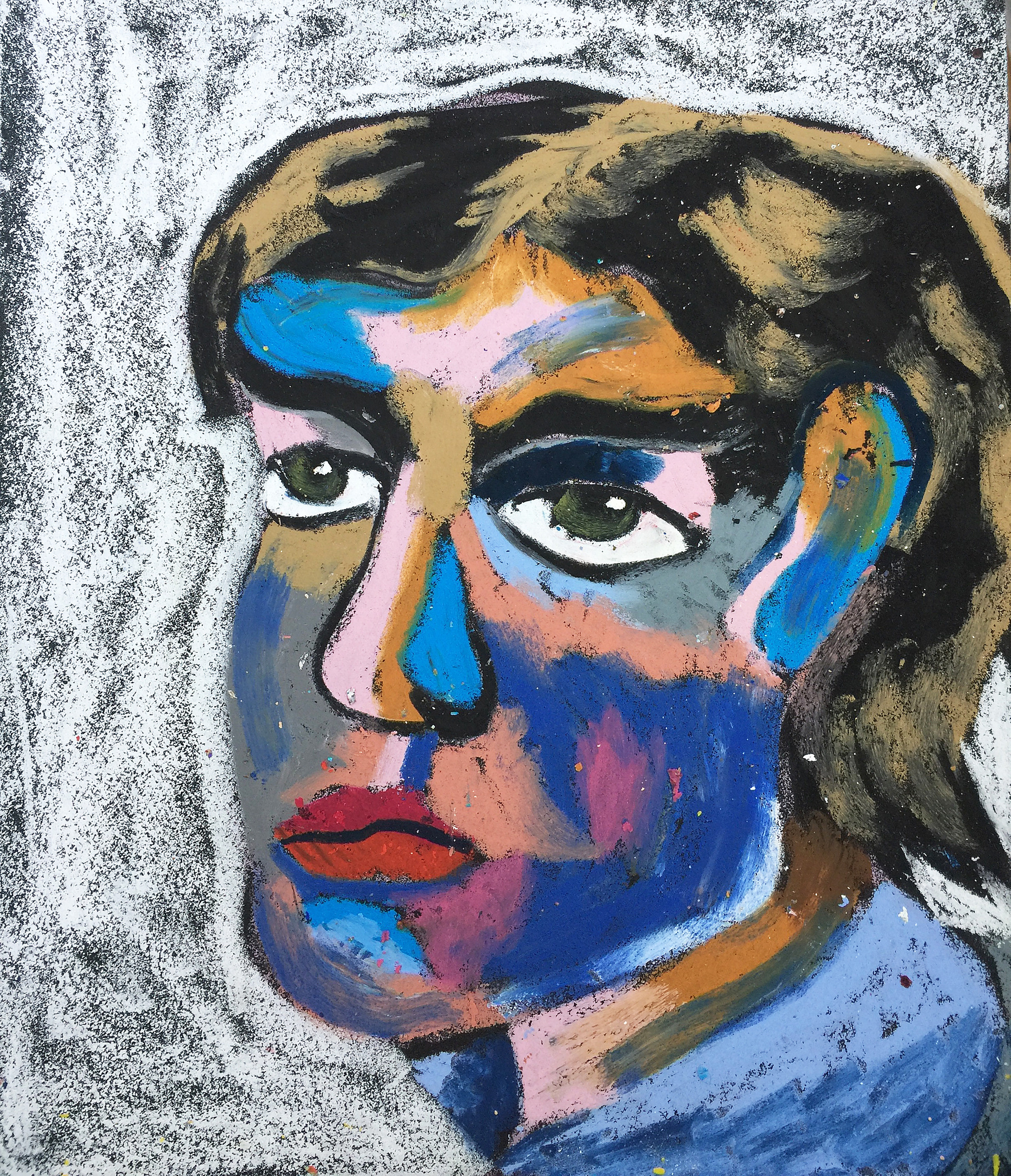 Title: Mayakovsky Material: oil pastel, sandpaper Size: 28 x 23 cm Название: Маяковский    Материал: масляная пастель, наждачная бумага  Размер: 28 х 23 см