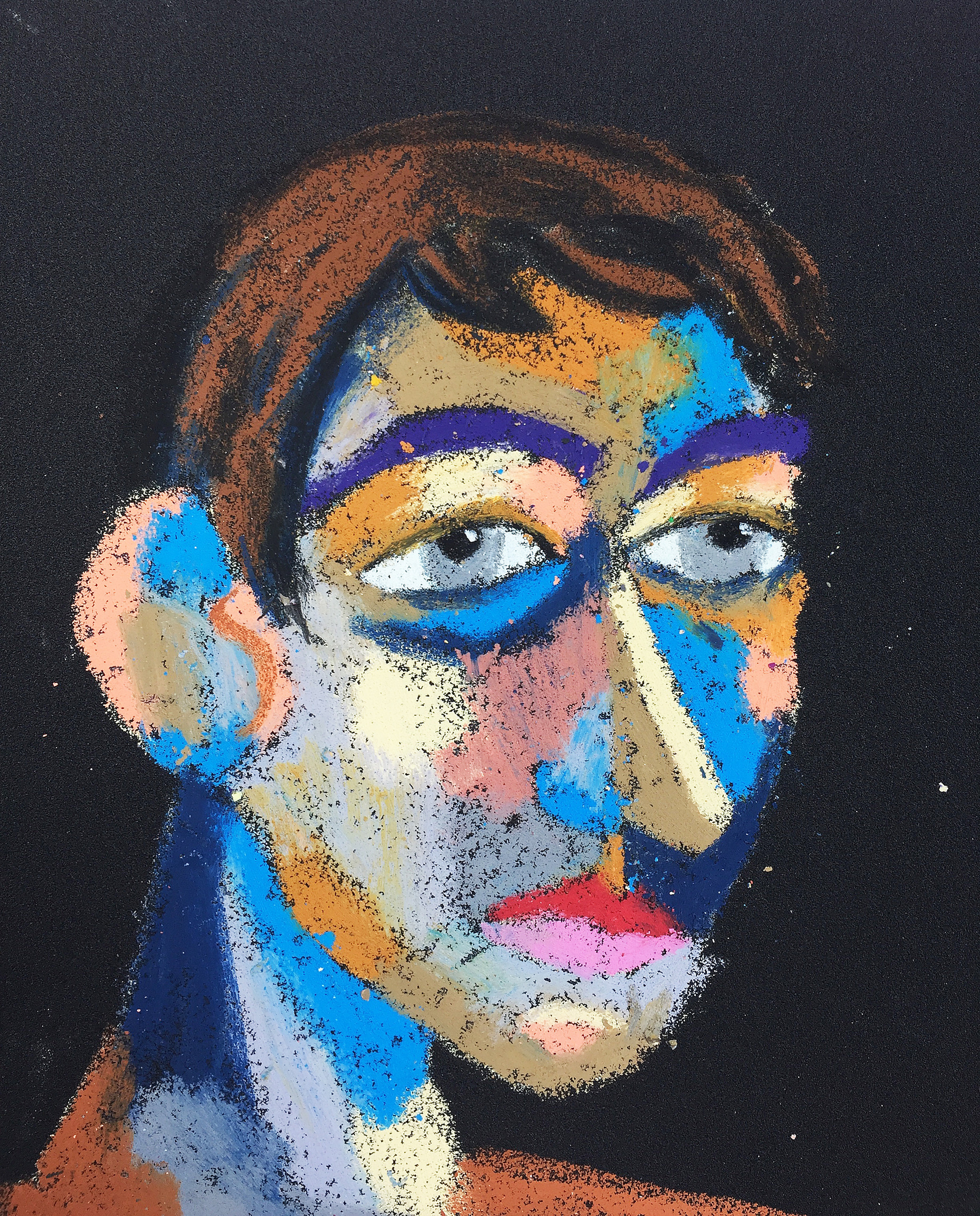 Title: Contemplator Material: Oil pastel, sandpaper Size: 28 x 23 cm Название: Думальщик   Материал: масляная пастель, наждачная бумага  Размер: 28 х 23 см 