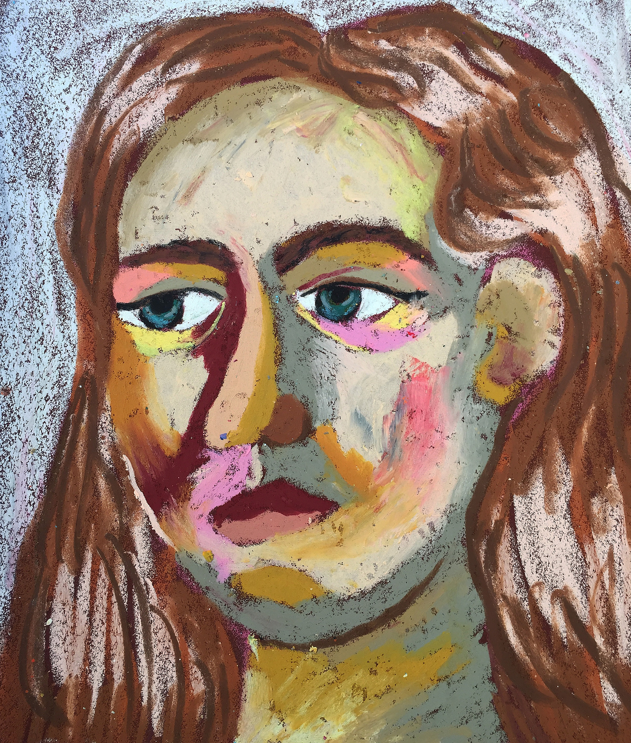 Title: Natasha Material: oil pastel, sandpaper Size: 28 x 23 cm Название: Наташа   Материал: масляная пастель, наждачная бумага  Размер: 28 х 23 см