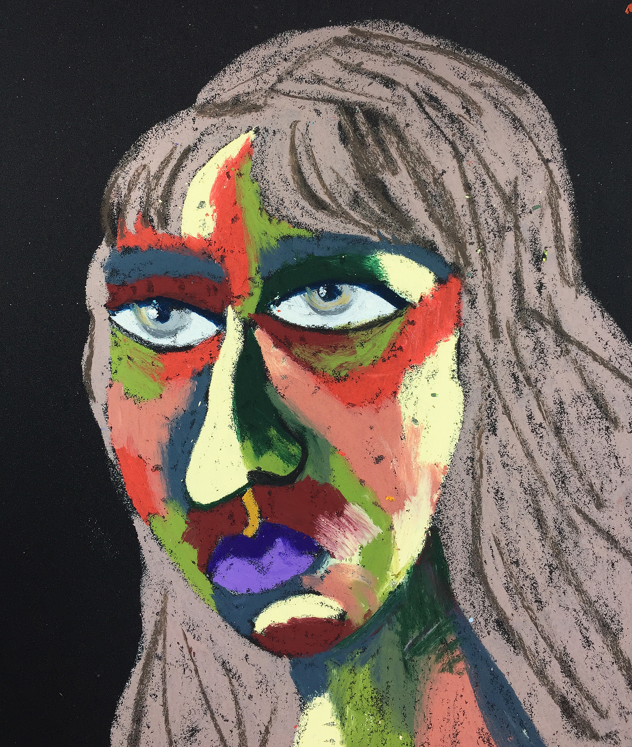 Title: Educated Princess Material: Oil pastel, sandpaper Size: 28 x 23 cm Название:  Принцесса с образованием  Материал: масляная пастель, наждачная бумага  Размер: 28 х 23 см