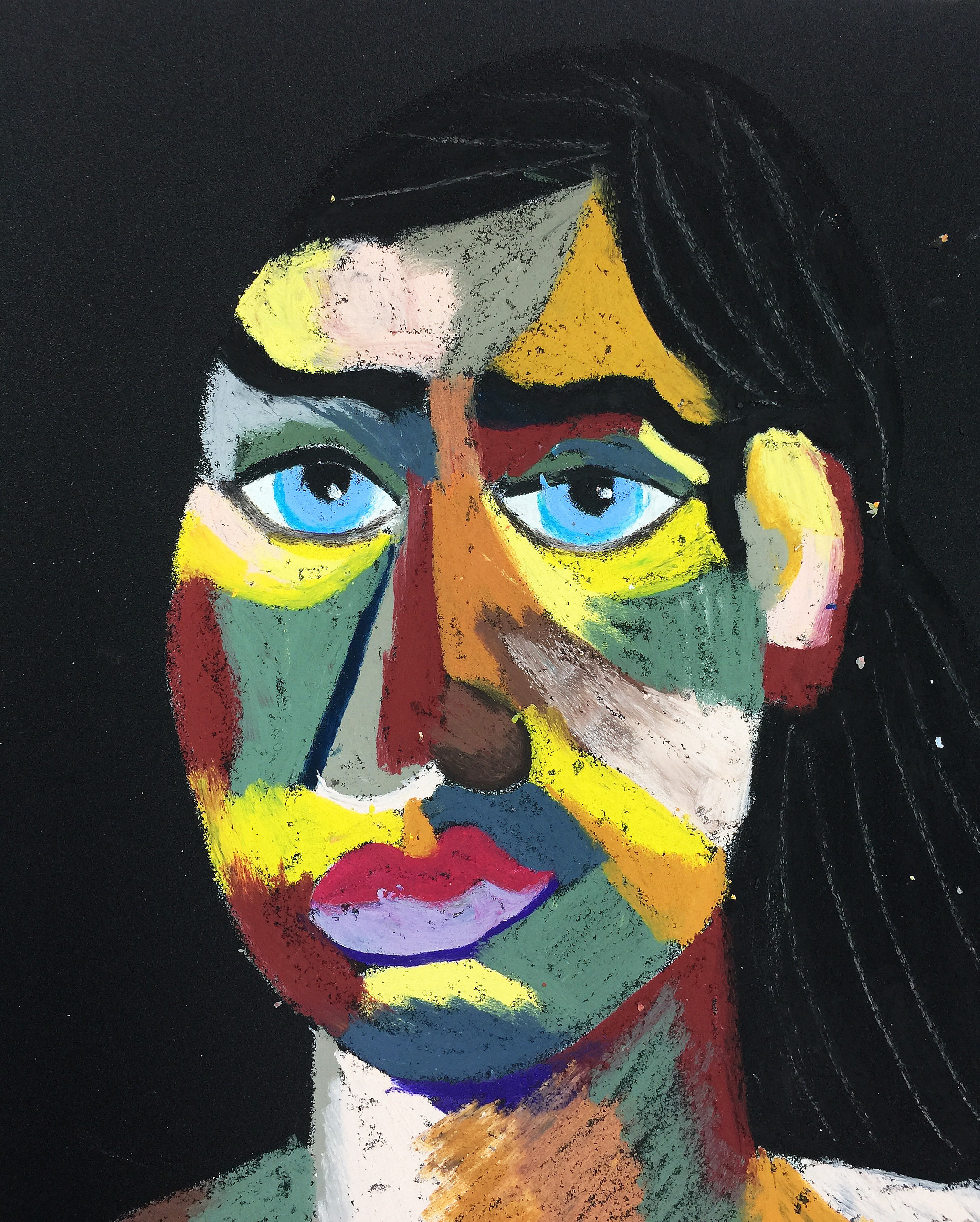 Title: Psychologist Material: Oil pastel, sandpaper Size: 28 x 23 cm Название:  Психолог  Материал: масляная пастель, наждачная бумага  Размер: 28 х 23 см