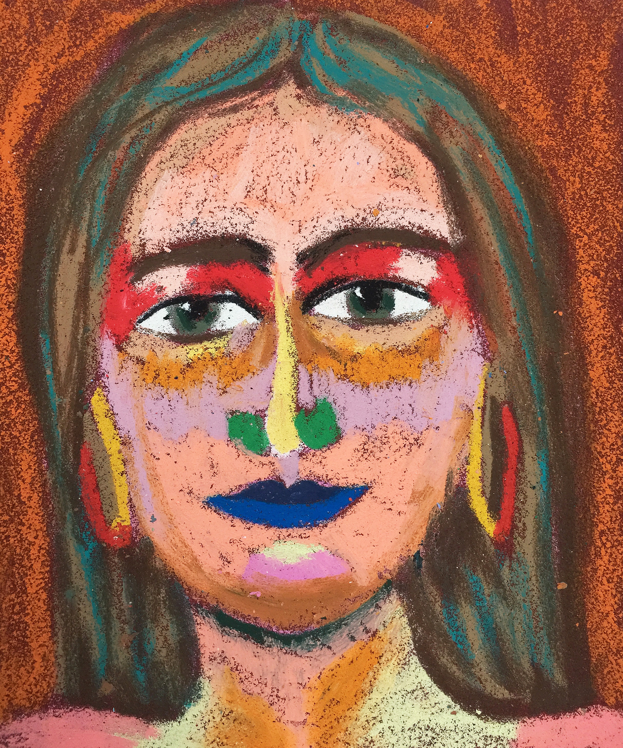 Title: Tanya Material: oil pastel, sandpaper Size: 28 x 23 cm Название: Таня   Материал: масляная пастель, наждачная бумага  Размер: 28 х 23 см