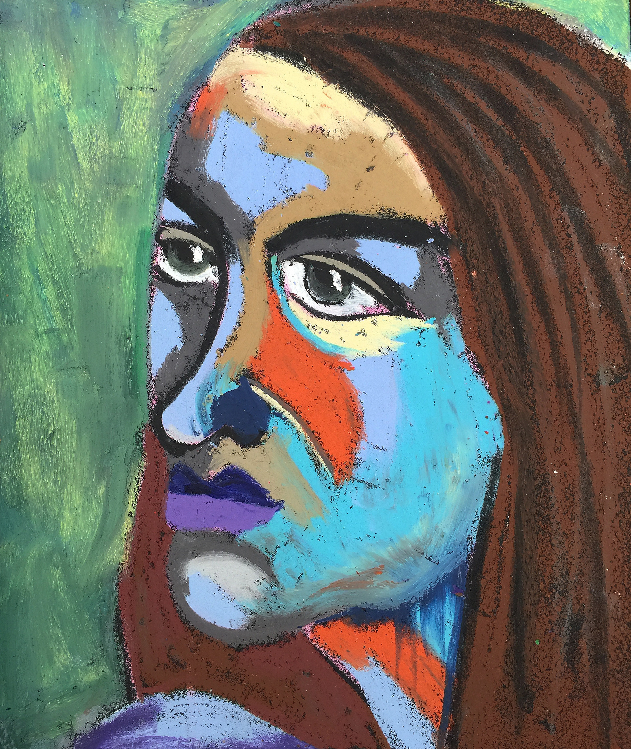 Title: Anya Material: Oil Pastel, Sandpaper Size: 28 x 23 cm Название: Аня   Материал: масляная пастель, наждачная бумага  Размер: 28 х 23 см 