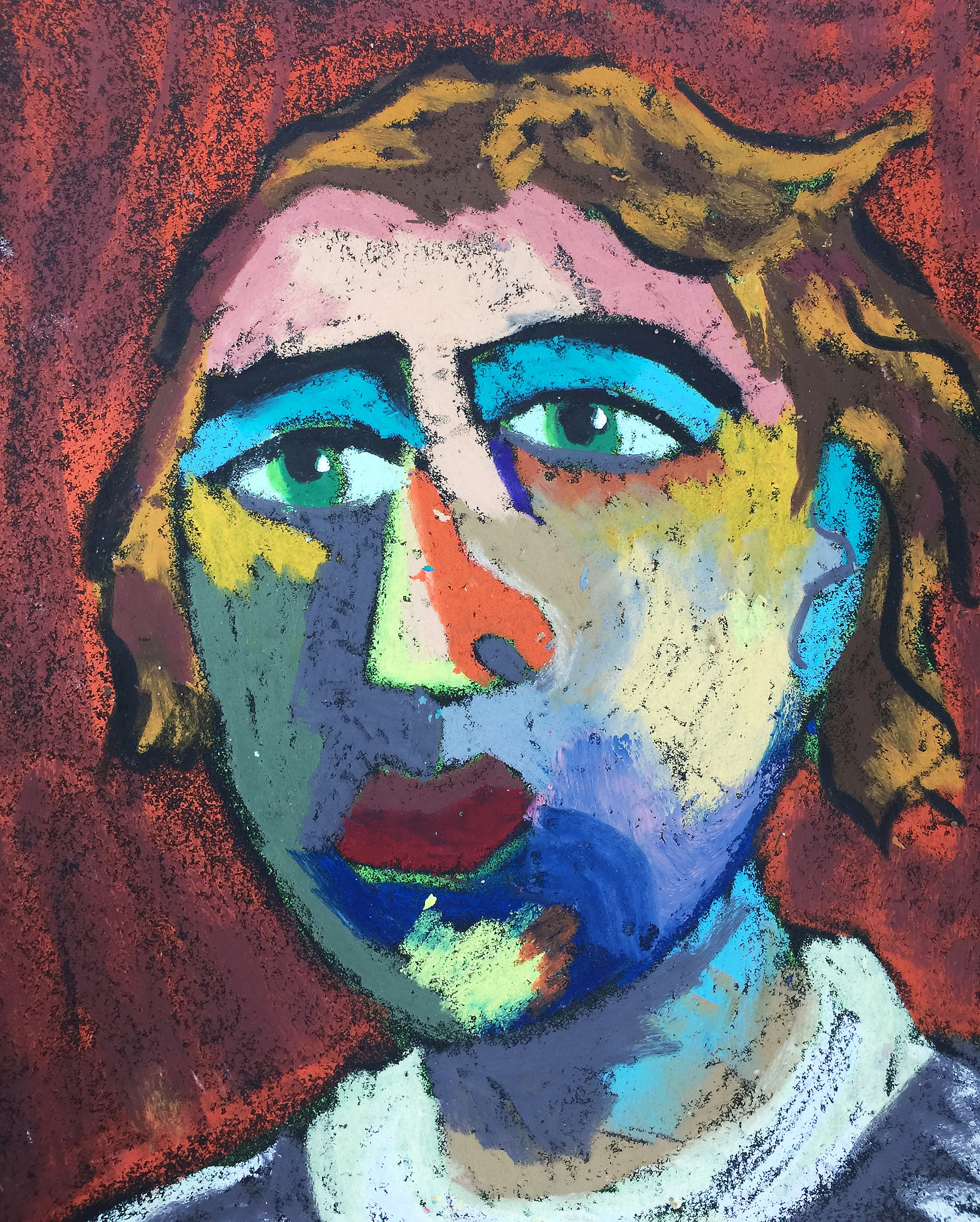 Title: Foreigner Material: Oil Pastel, Sandpaper Size: 28 x 23 cm Название: Иностранец   Материал: масляная пастель, наждачная бумага  Размер: 28 х 23 см