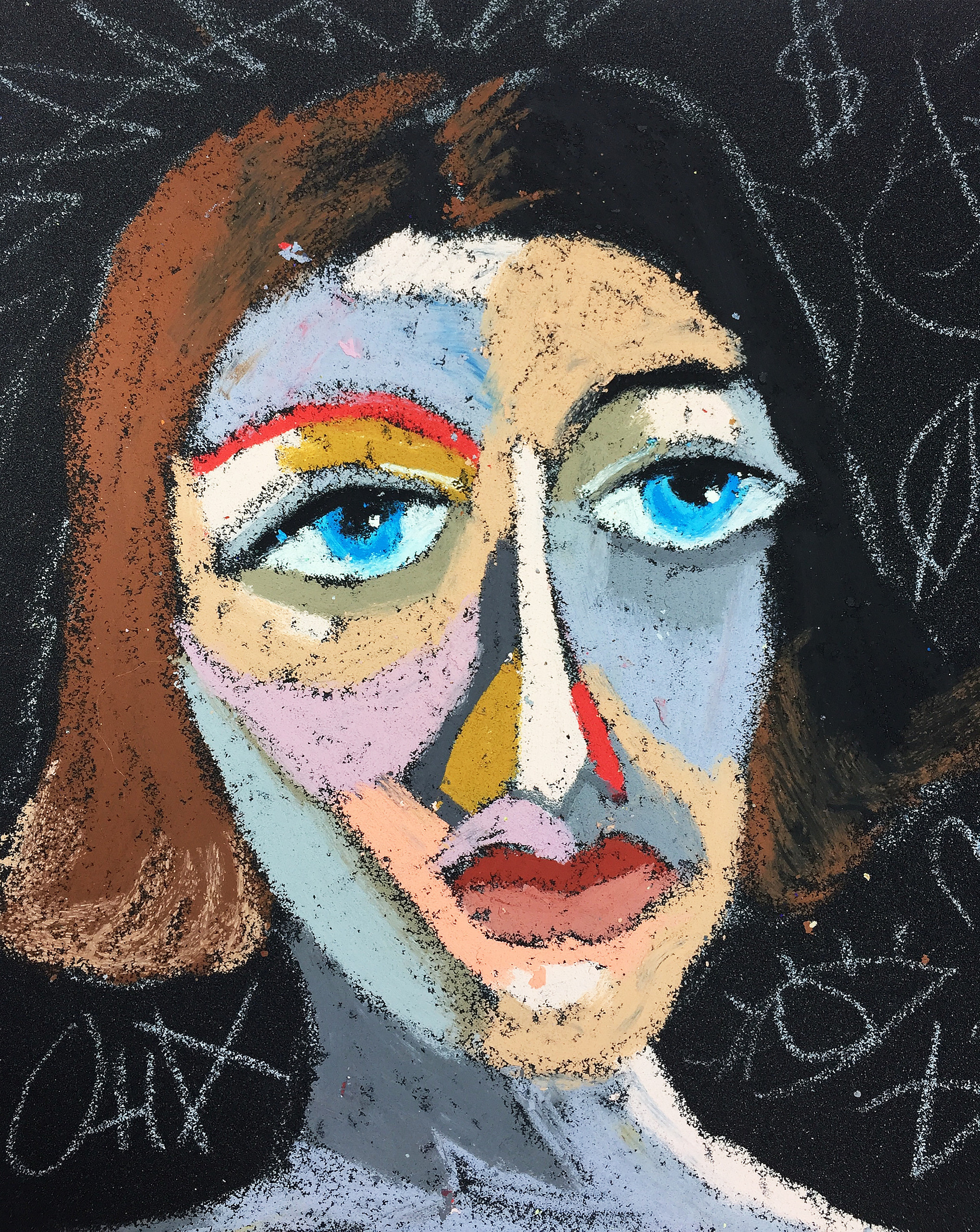 Title: Image Material: Oil pastel, sandpaper Size: 28 x 23 cm Название: Образ   Материал: масляная пастель, наждачная бумага  Размер: 28 х 23 см