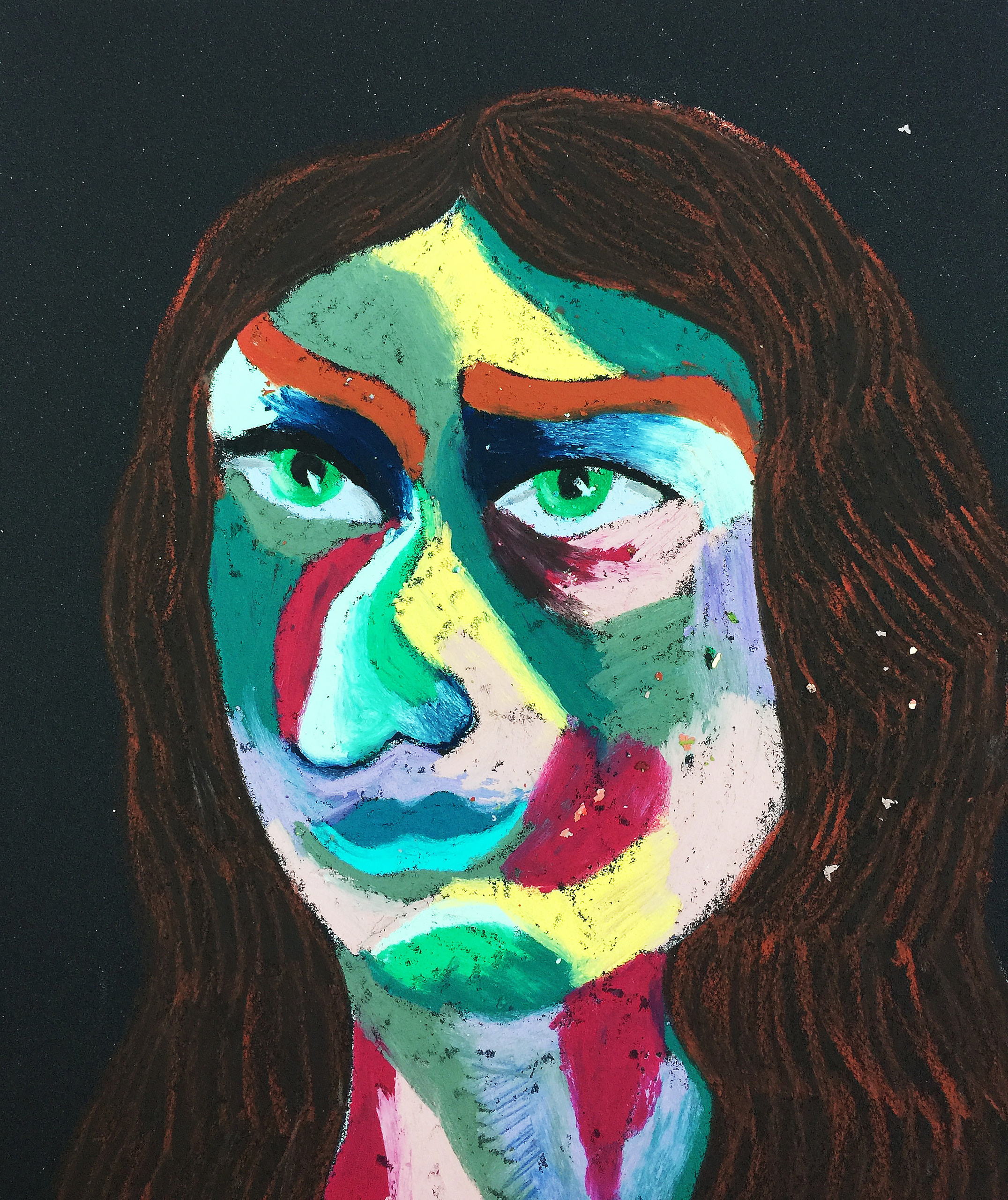 Title: Believer Material: Oil Pastel, Sandpaper Size: 28 x 23 cm Название:  Верующая  Материал: масляная пастель, наждачная бумага  Размер: 28 х 23 см