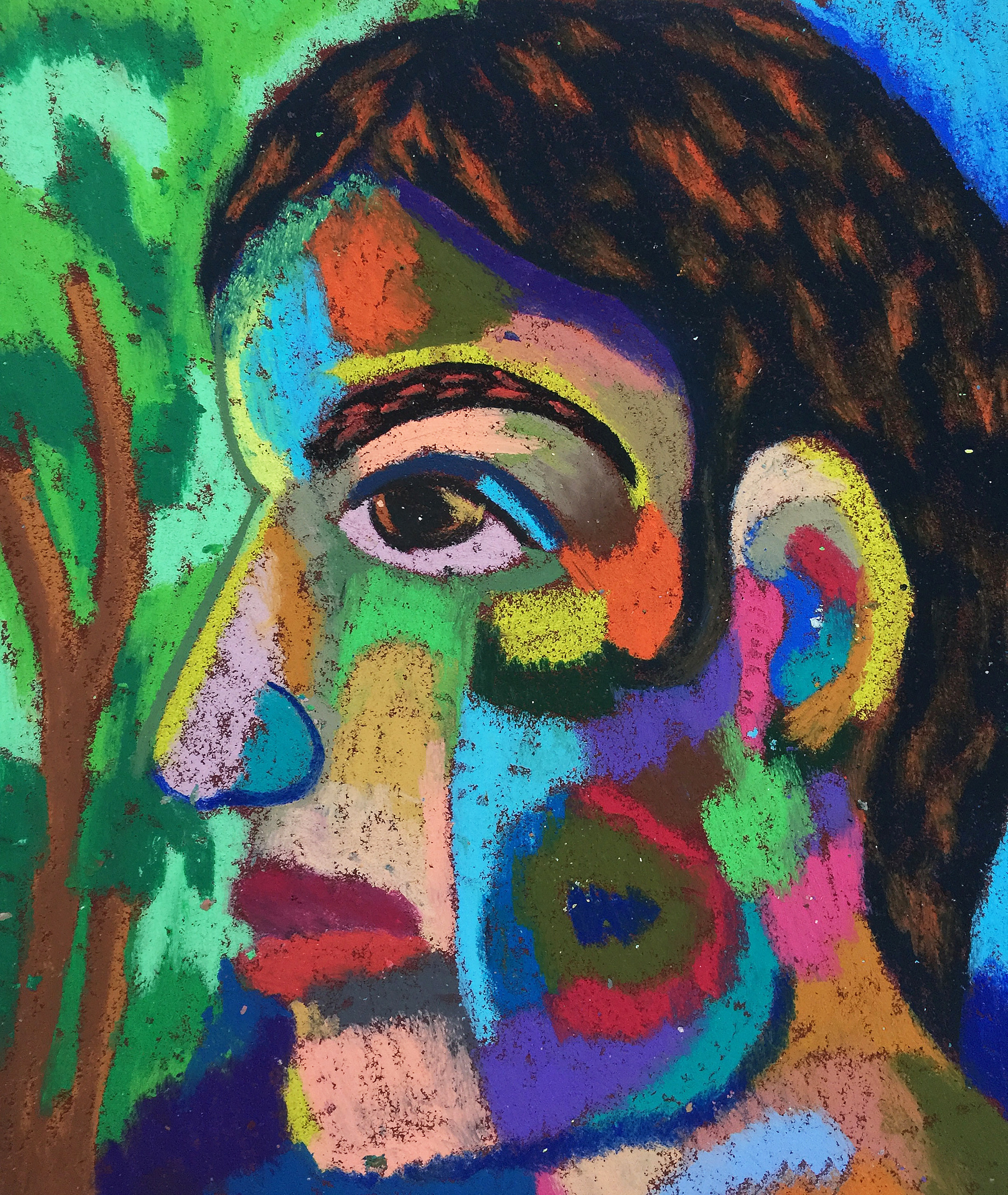 Title: Mushroomer Material: Oil Pastel, Sandpaper Size: 28 x 23 cm Название: Грибник   Материал: масляная пастель, наждачная бумага  Размер: 28 х 23 см