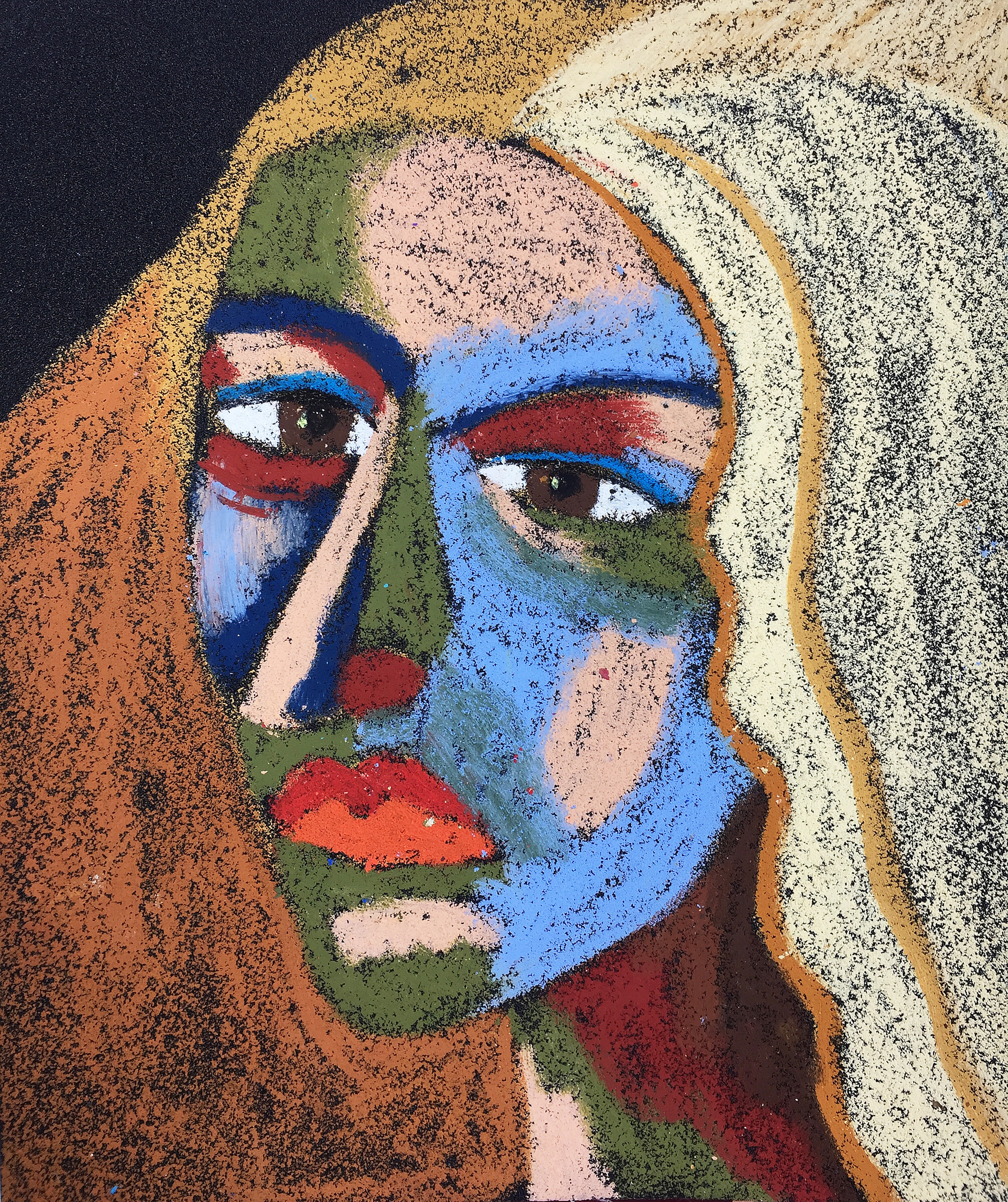 Title: Madame Material: Oil pastel, sandpaper Size: 28 x 23 cm Название: Мадам   Материал: масляная пастель, наждачная бумага  Размер: 28 х 23 см