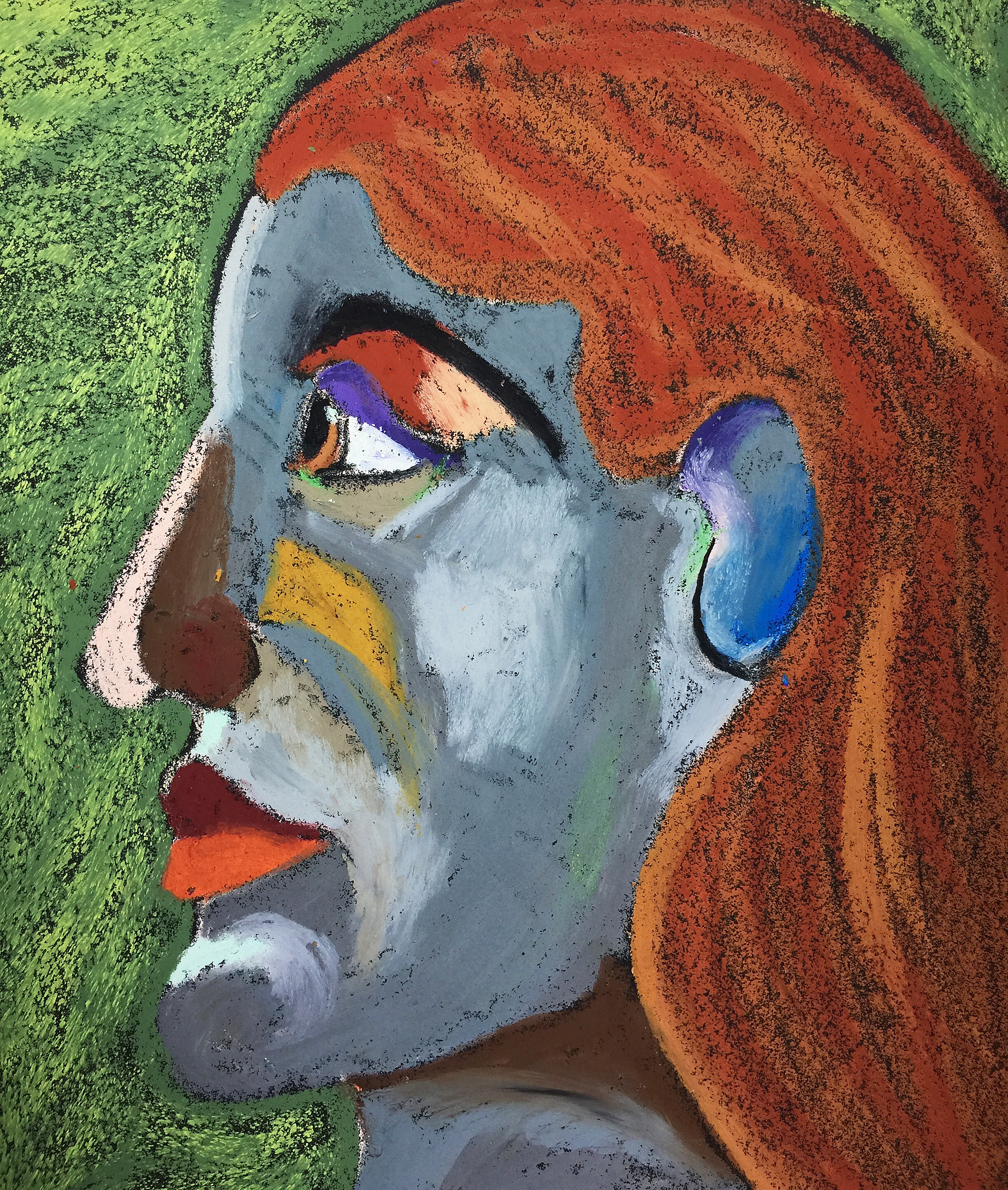 Title: Redhead Material: oil pastel, sandpaper Size: 28 x 23 cm Название: Рыжая   Материал: масляная пастель, наждачная бумага  Размер: 28 х 23 см