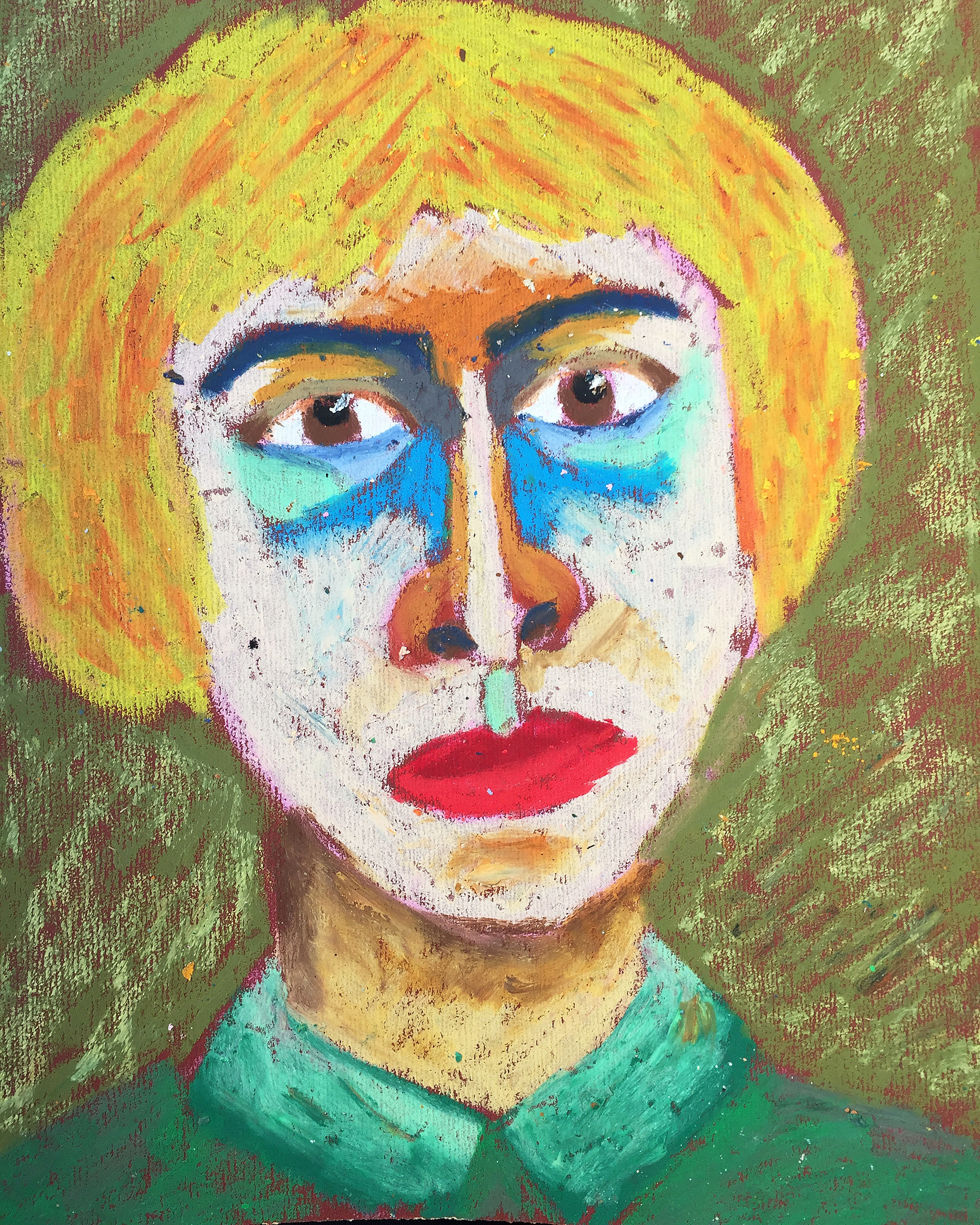 Title: Little Girl Material: Oil Pastel, Sandpaper Size: 28 x 23 cm Название: Маленькая девочка   Материал: масляная пастель, наждачная бумага  Размер: 28 х 23 см