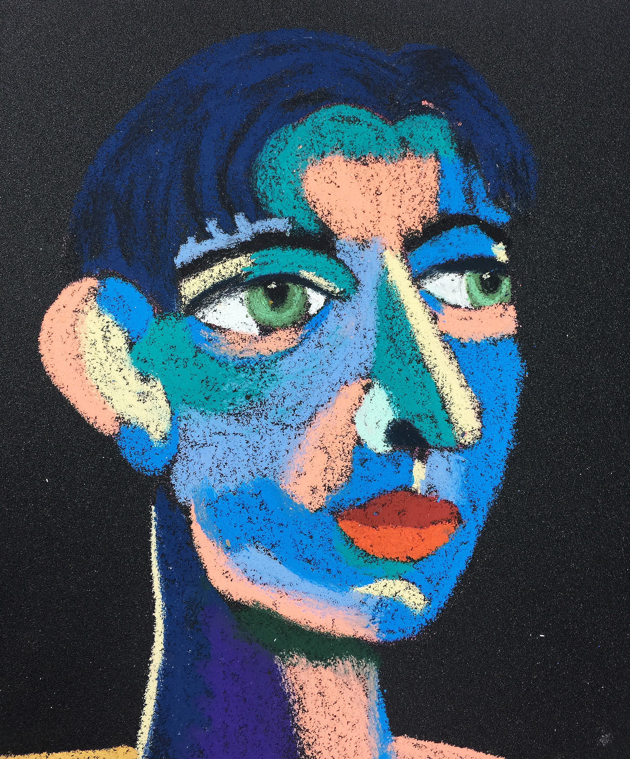 Title: Optimist Material: Oil pastel, sandpaper Size: 28 x 23 cm Название:  Оптимист  Материал: масляная пастель, наждачная бумага  Размер: 28 х 23 см