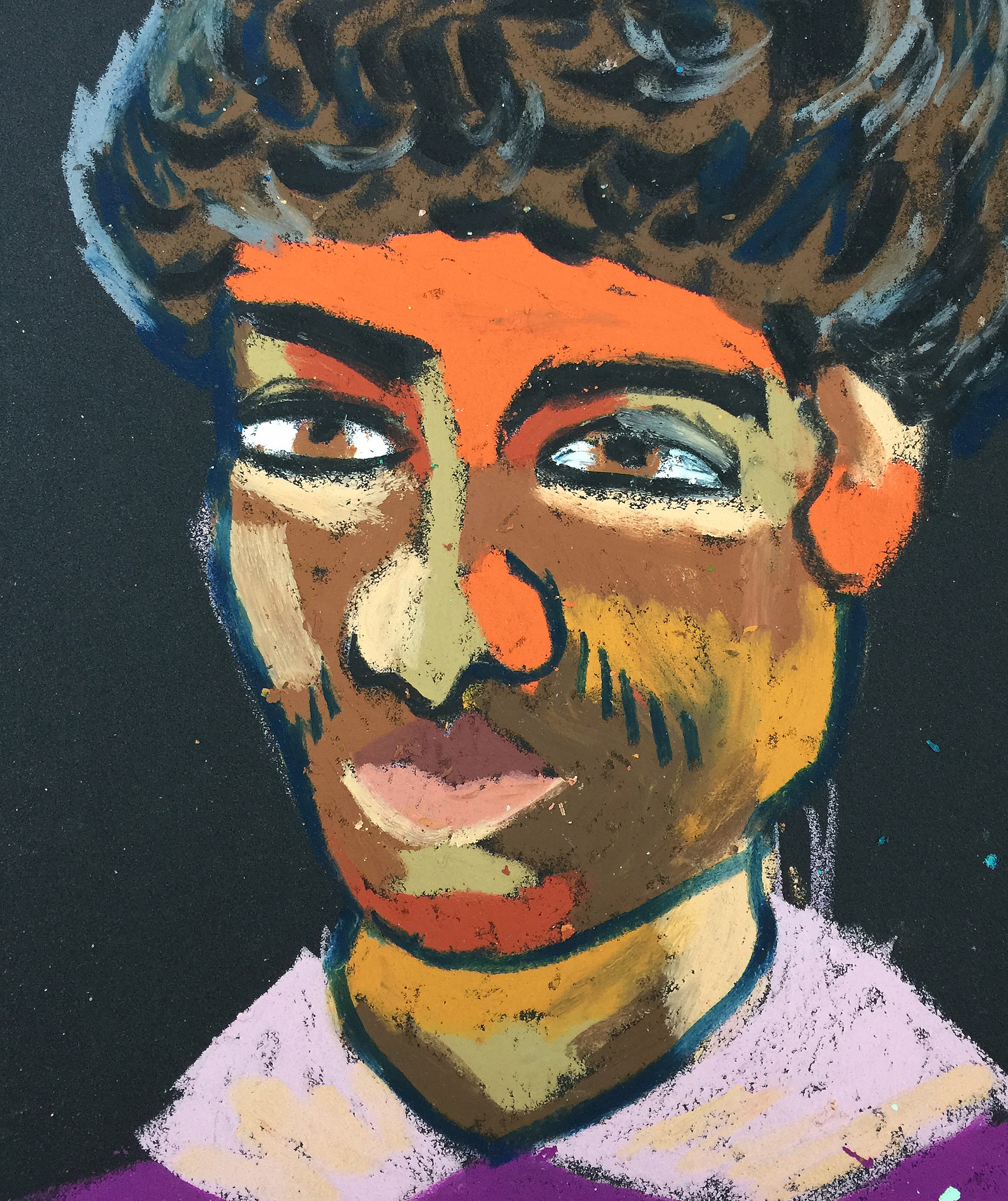 Title: American Material: Oil Pastel, Sandpaper Size: 28 x 23 cm Название: Американец  Материал: масляная пастель, наждачная бумага  Размер: 28 х 23 см 