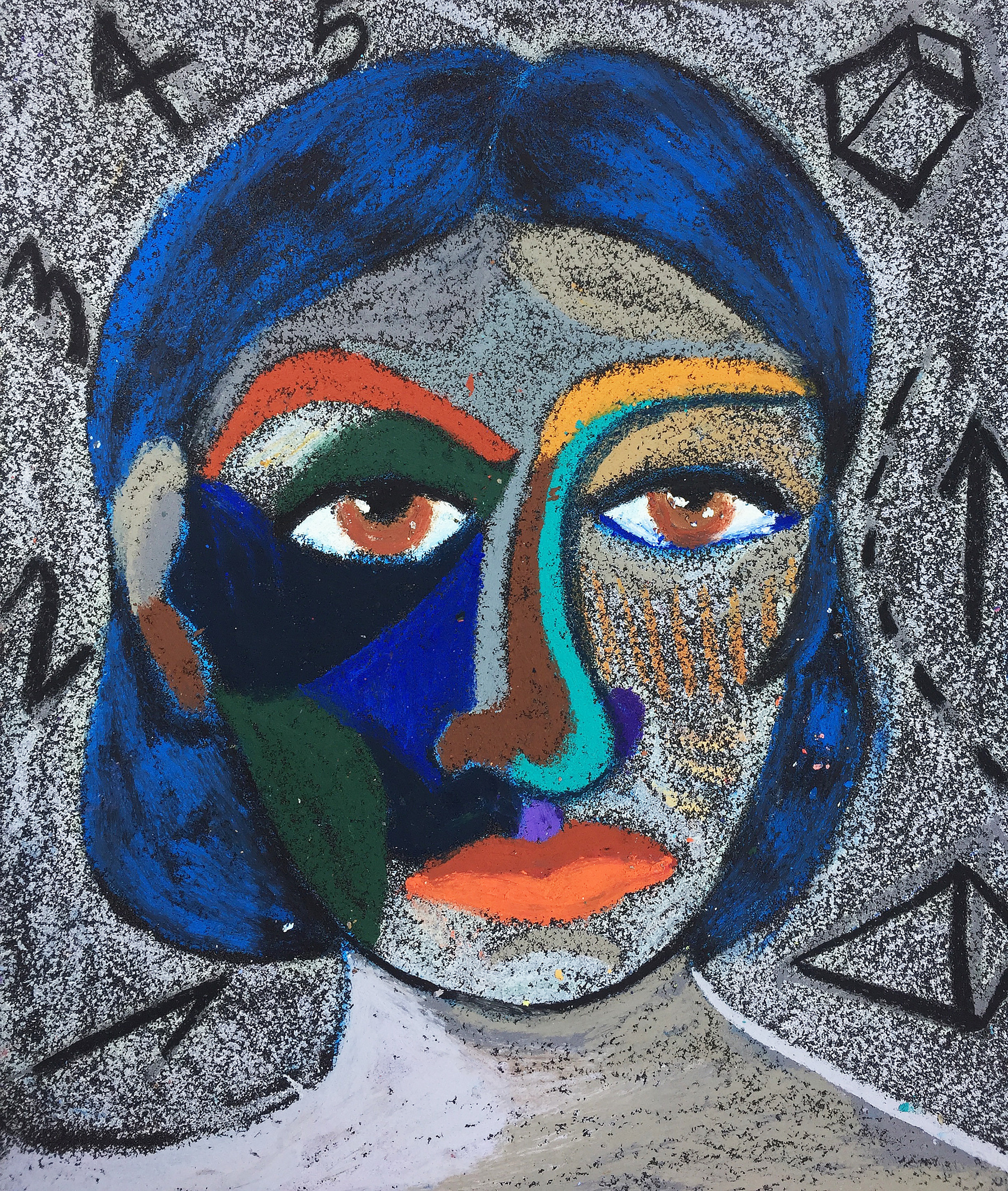 Title: Mathematics Material: Oil pastel, sandpaper Size: 28 x 23 cm Название: Математика   Материал: масляная пастель, наждачная бумага  Размер: 28 х 23 см