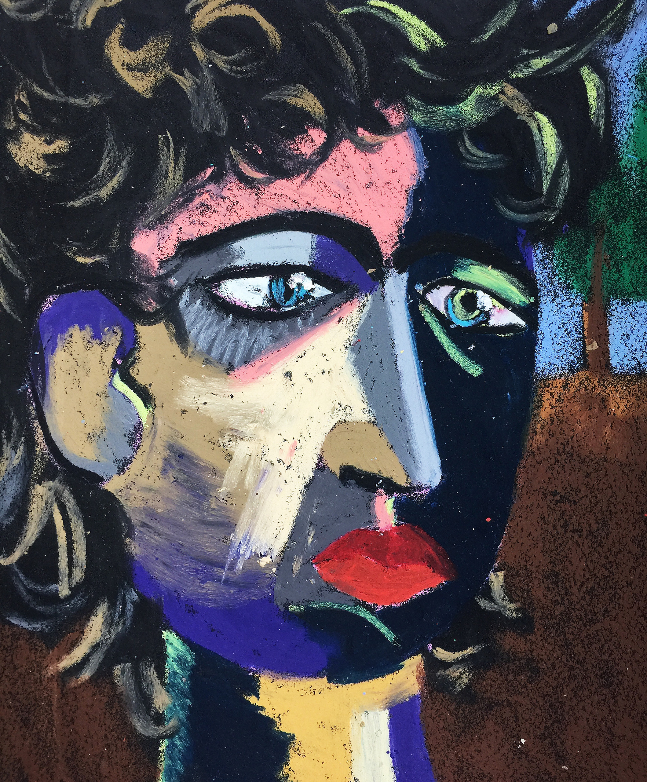 Title: Stroller Material: oil pastel, sandpaper Size: 28 x 23 cm Название:  Прогульщик  Материал: масляная пастель, наждачная бумага  Размер: 28 х 23 см