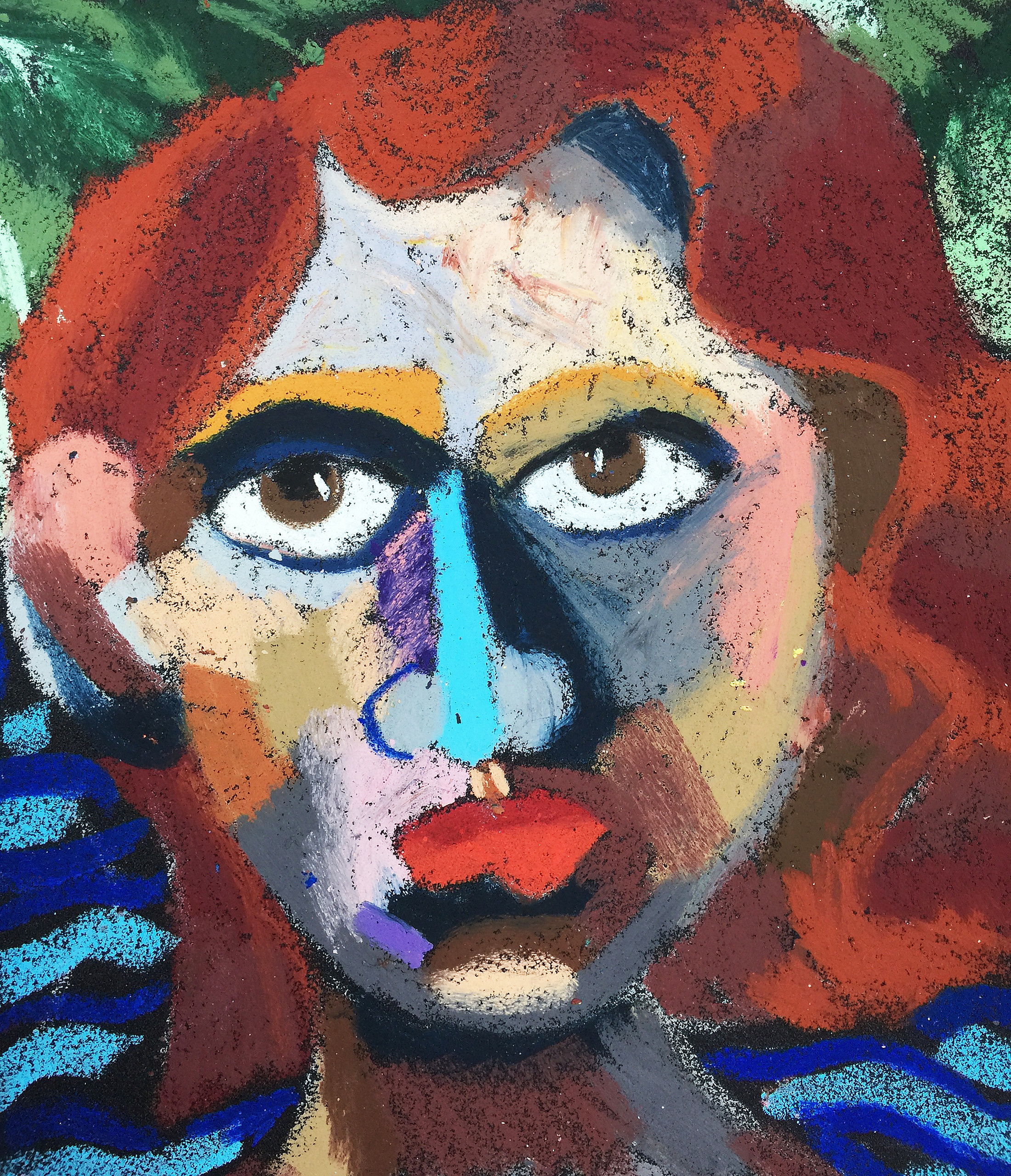 Title: Shamelessly Red-haired Material: Oil pastel, sandpaper Size: 28 x 23 cm Название: Рыжая-бесстыжая   Материал: масляная пастель, наждачная бумага  Размер: 28 х 23 см