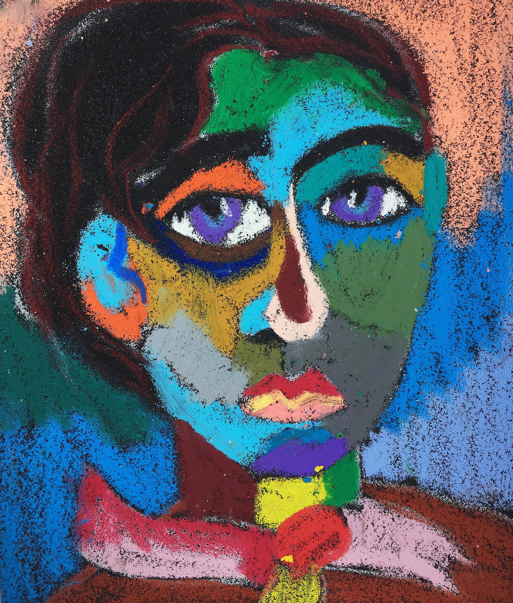 Title: Master's Assistant Material: oil pastel, sandpaper Size: 28 x 23 cm Название: Помощник мастера   Материал: масляная пастель, наждачная бумага  Размер: 28 х 23 см 