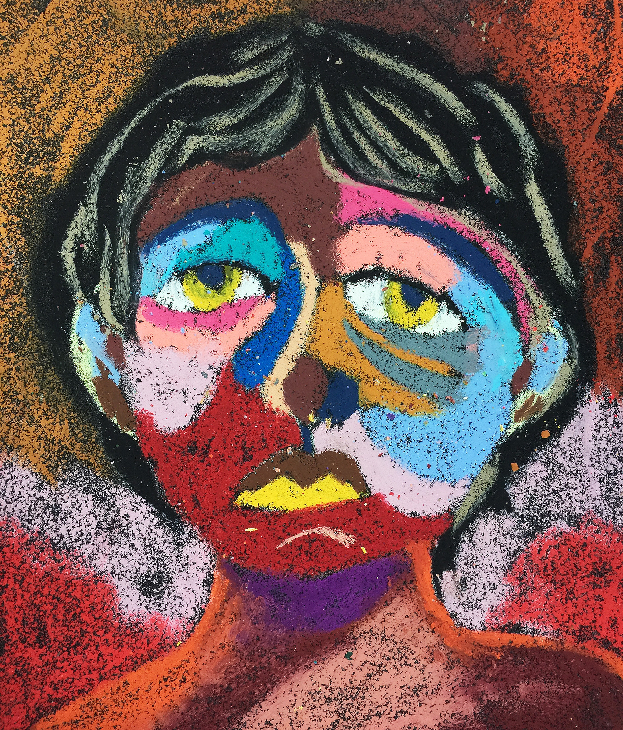 Title: Lad Material: Oil Pastel, Sandpaper Size: 28 x 23 cm Название: Хлопец   Материал: масляная пастель, наждачная бумага  Размер: 28 х 23 см