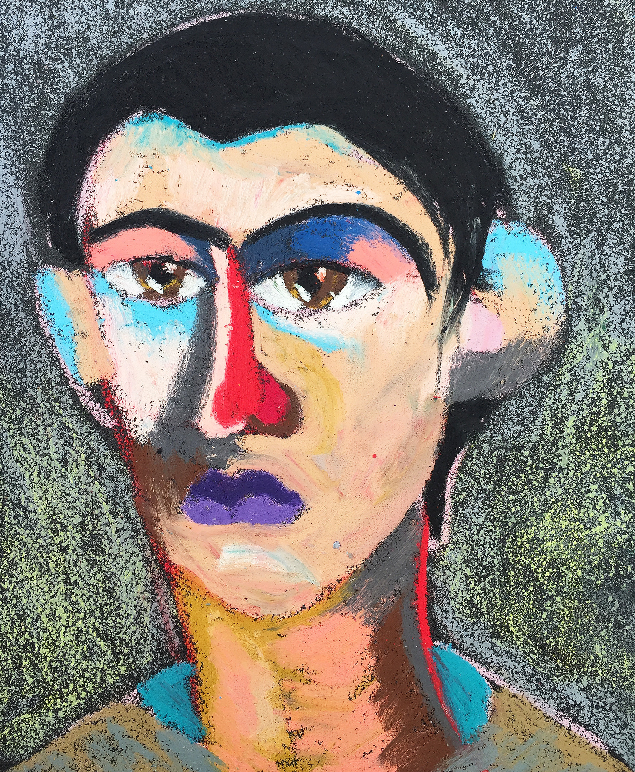 Title: Eccentric Material: Oil Pastel, Sandpaper Size: 28 x 23 cm Название: Чудак     Материал: масляная пастель, наждачная бумага  Размер: 28 х 23 см