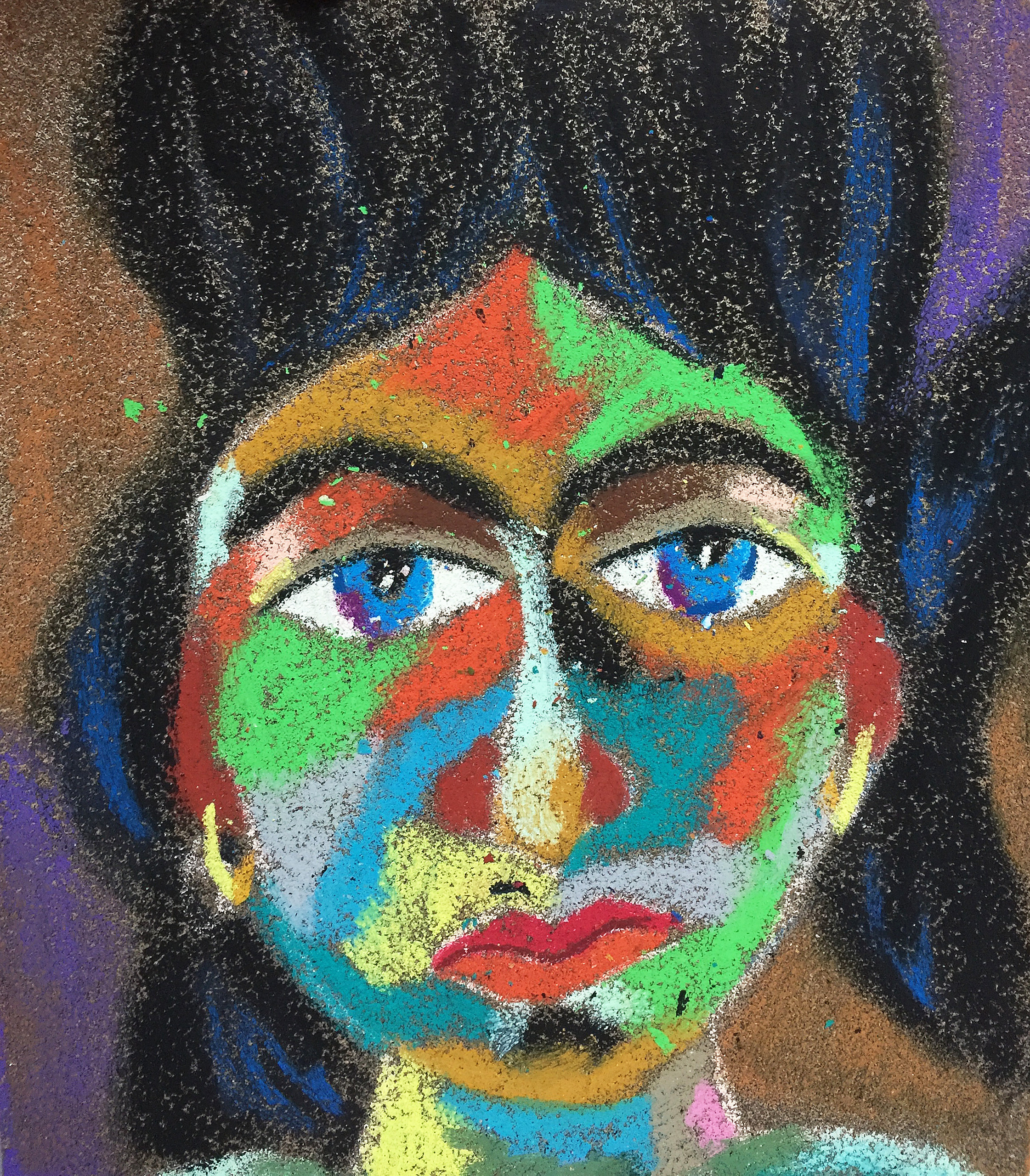 Title: Gypsy Girl Material: Oil Pastel, Sandpaper Size: 28 x 23 cm Название: Цыганка   Материал: масляная пастель, наждачная бумага  Размер: 28 х 23 см