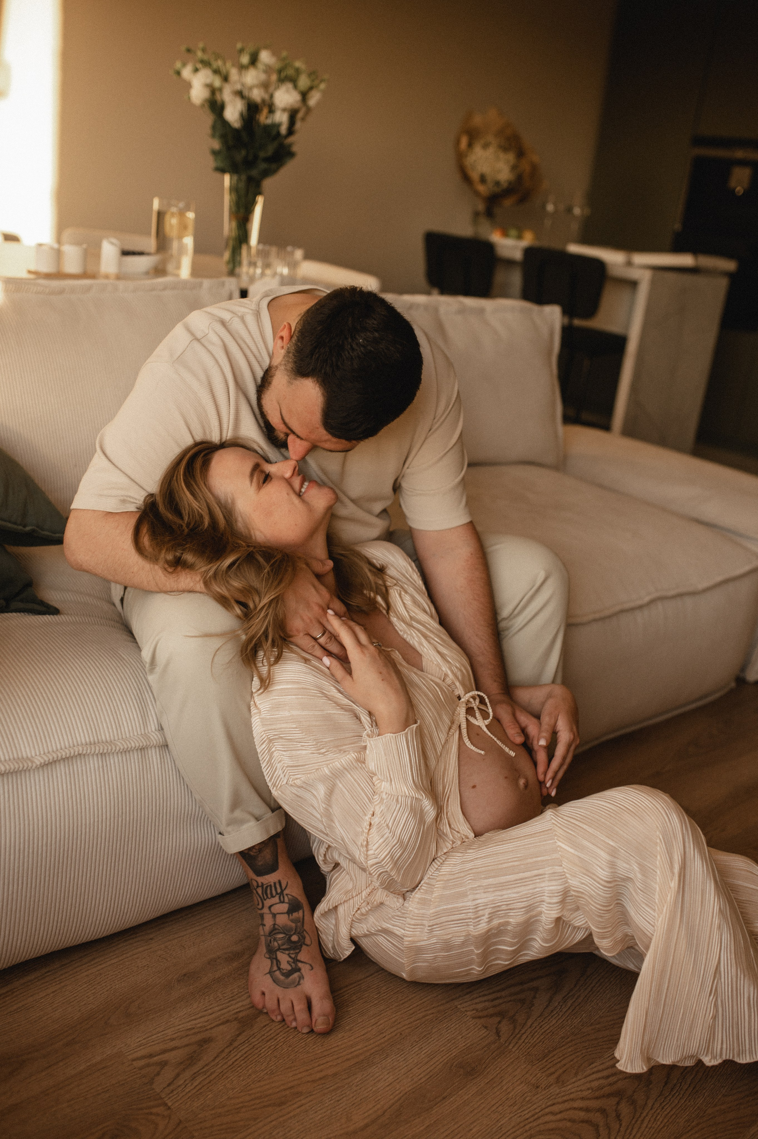 Домашняя фотосессия беременности. Семейная фотосессия Бутово Москва фотограф Алина Морщагина