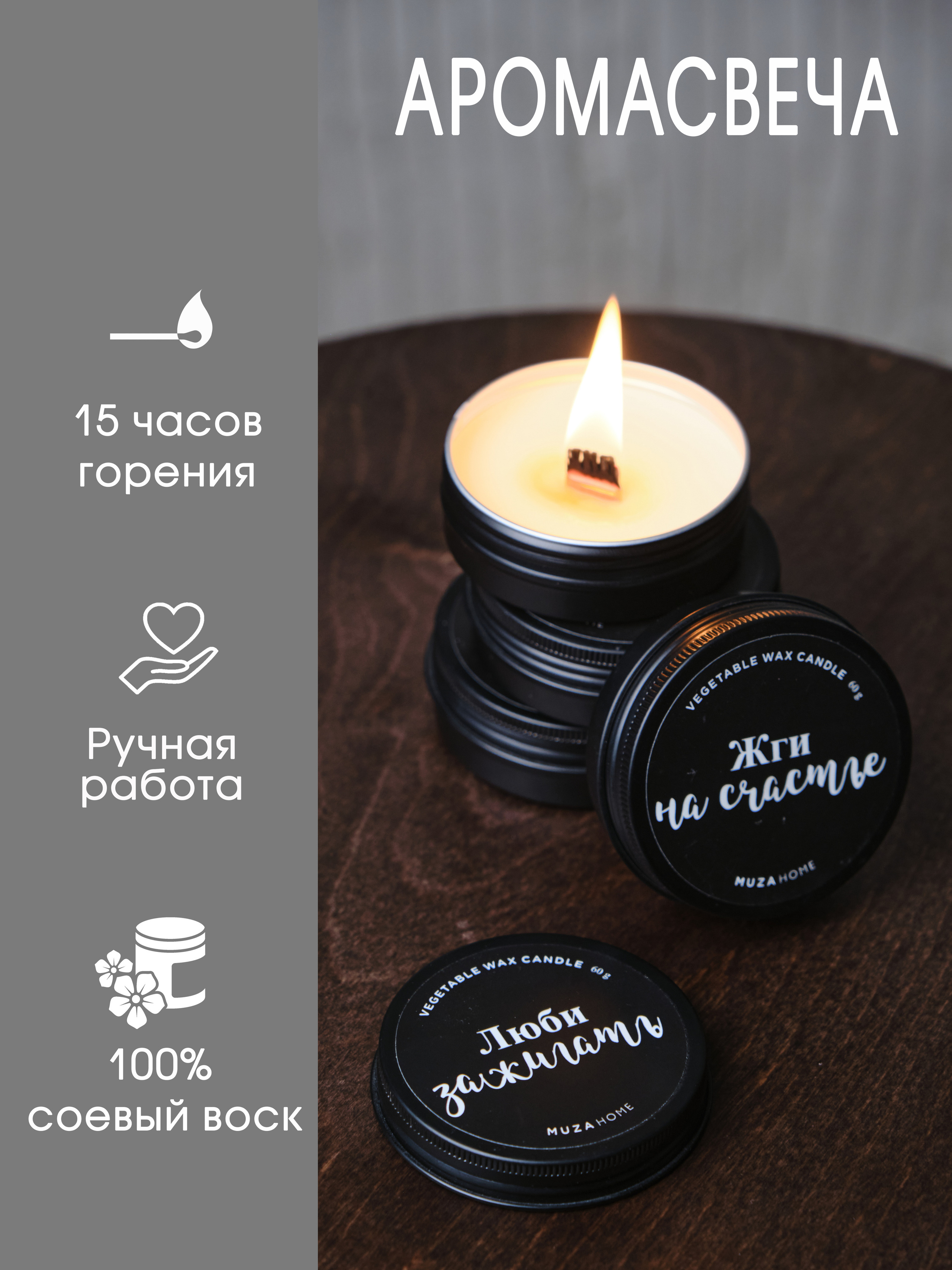 инфографика для маркетплейсов. свечи ароматизированные в жестяной банке